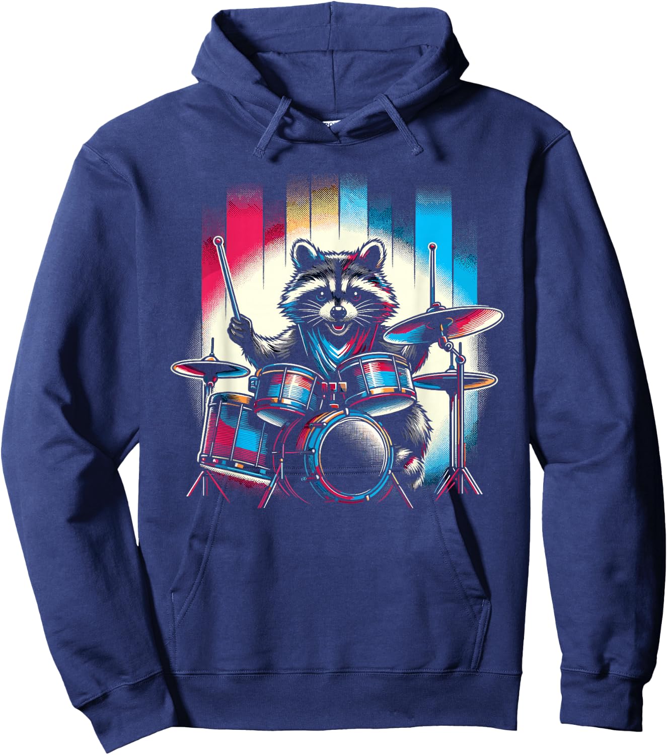 Raccoon Playing Drums Teacher Drummer Novelty Funny Drummer Men Women Girls Kids Hoodie - Hoodie | Navy