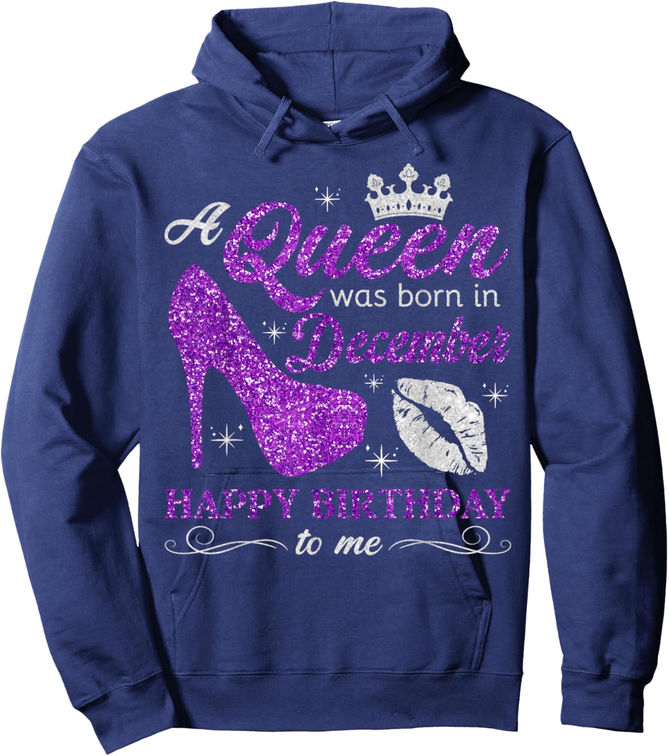 A Queen was Born in December Women Girls December Birthday Hoodie - Hoodie | Navy