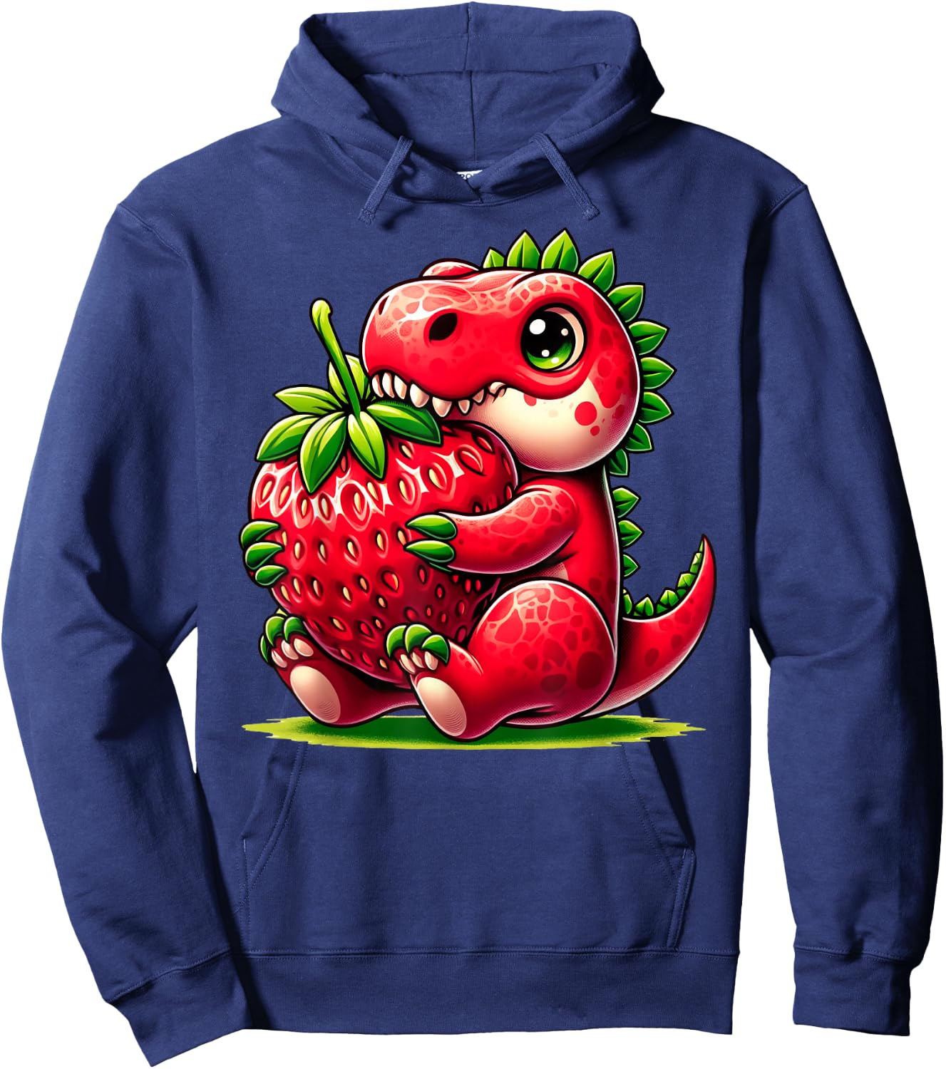 Cute Strawberry Summer Fruit Lover Dinosaur T Rex Boys Girls Hoodie - Hoodie | Navy