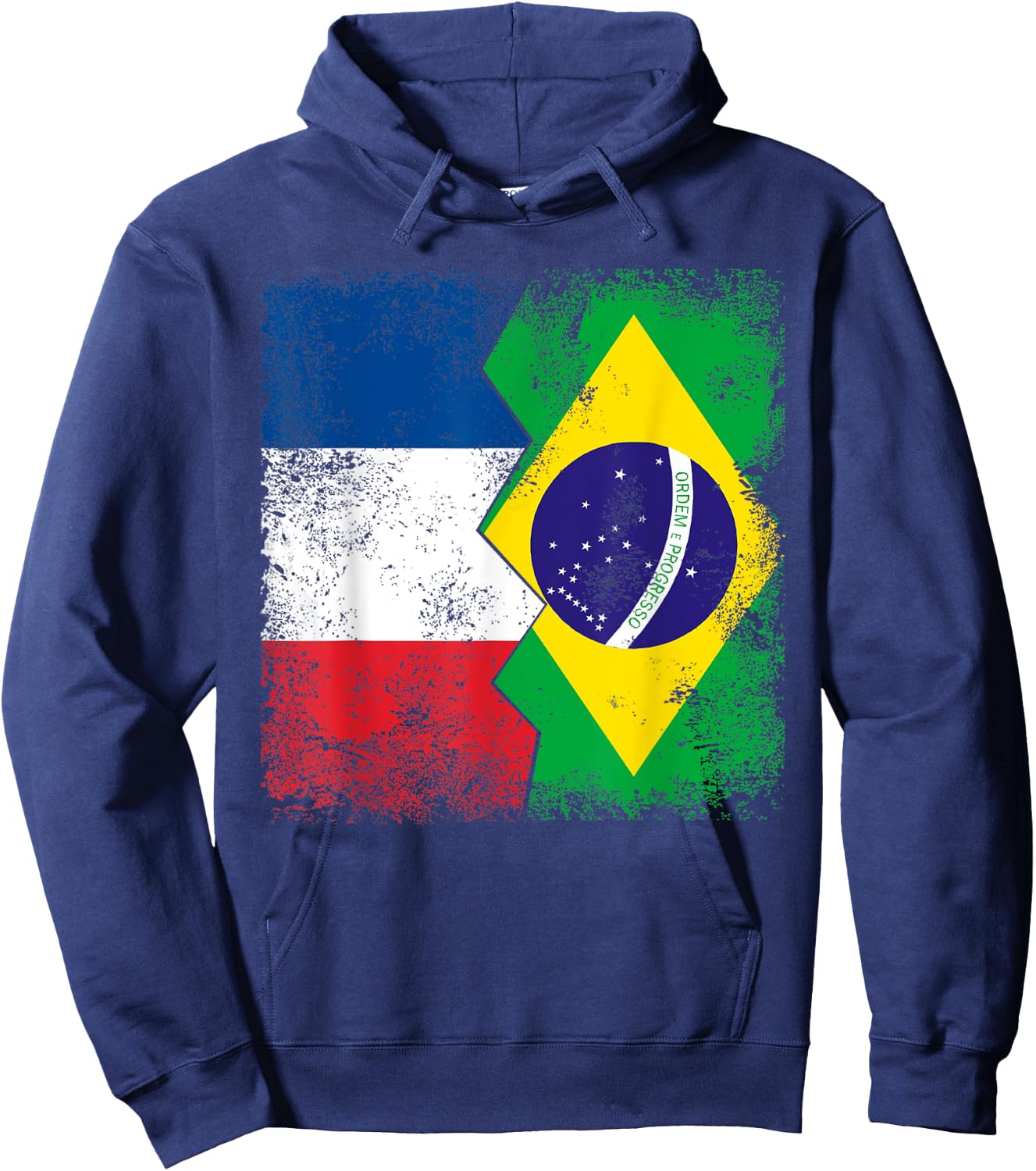 France Brazil Flags | Half Brazilian French Roots Brasil Hoodie - Hoodie | Navy