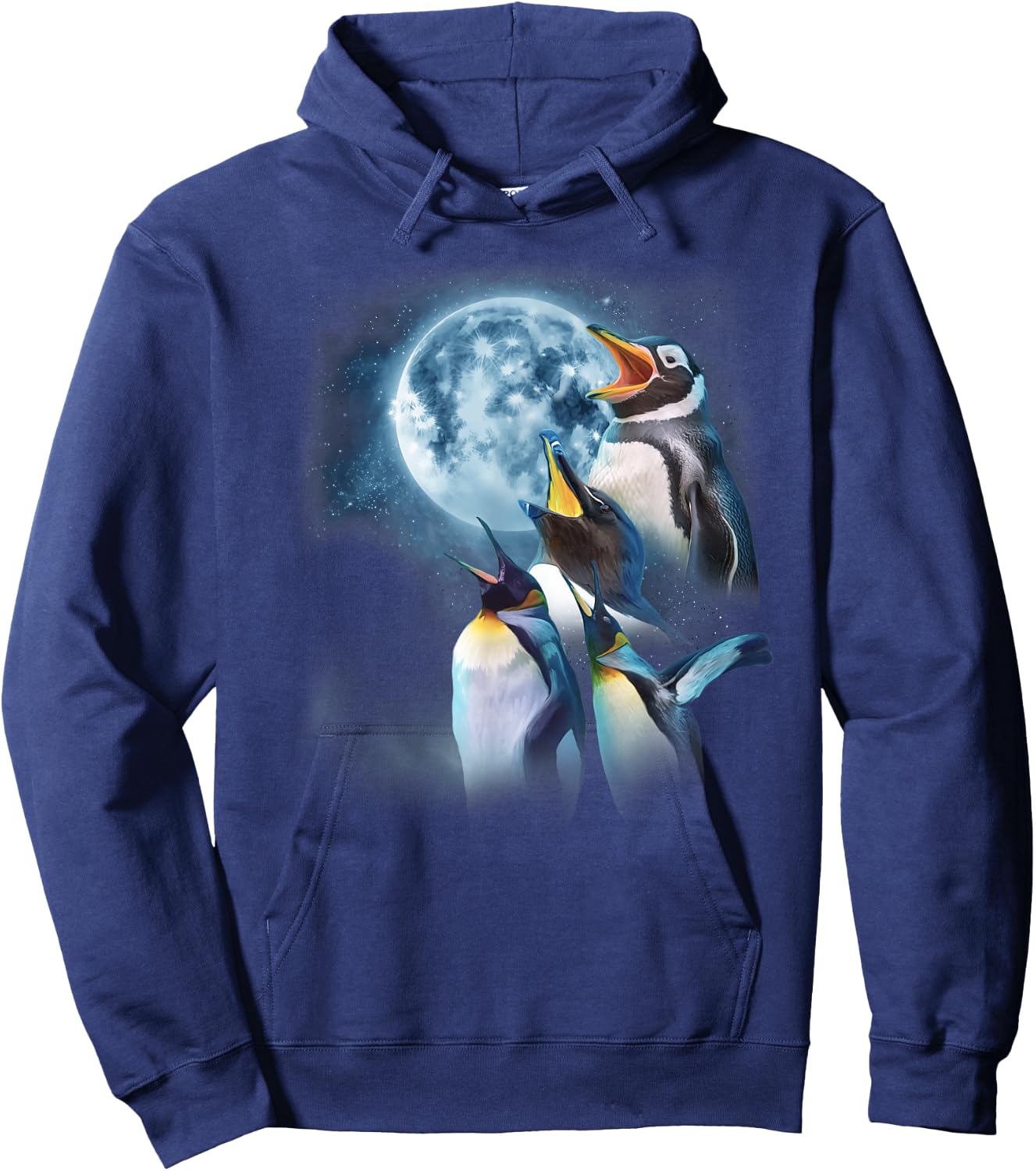 Funny Penguin Shirt - Howling at the Moon Funny Penguin Hoodie - Hoodie | Navy