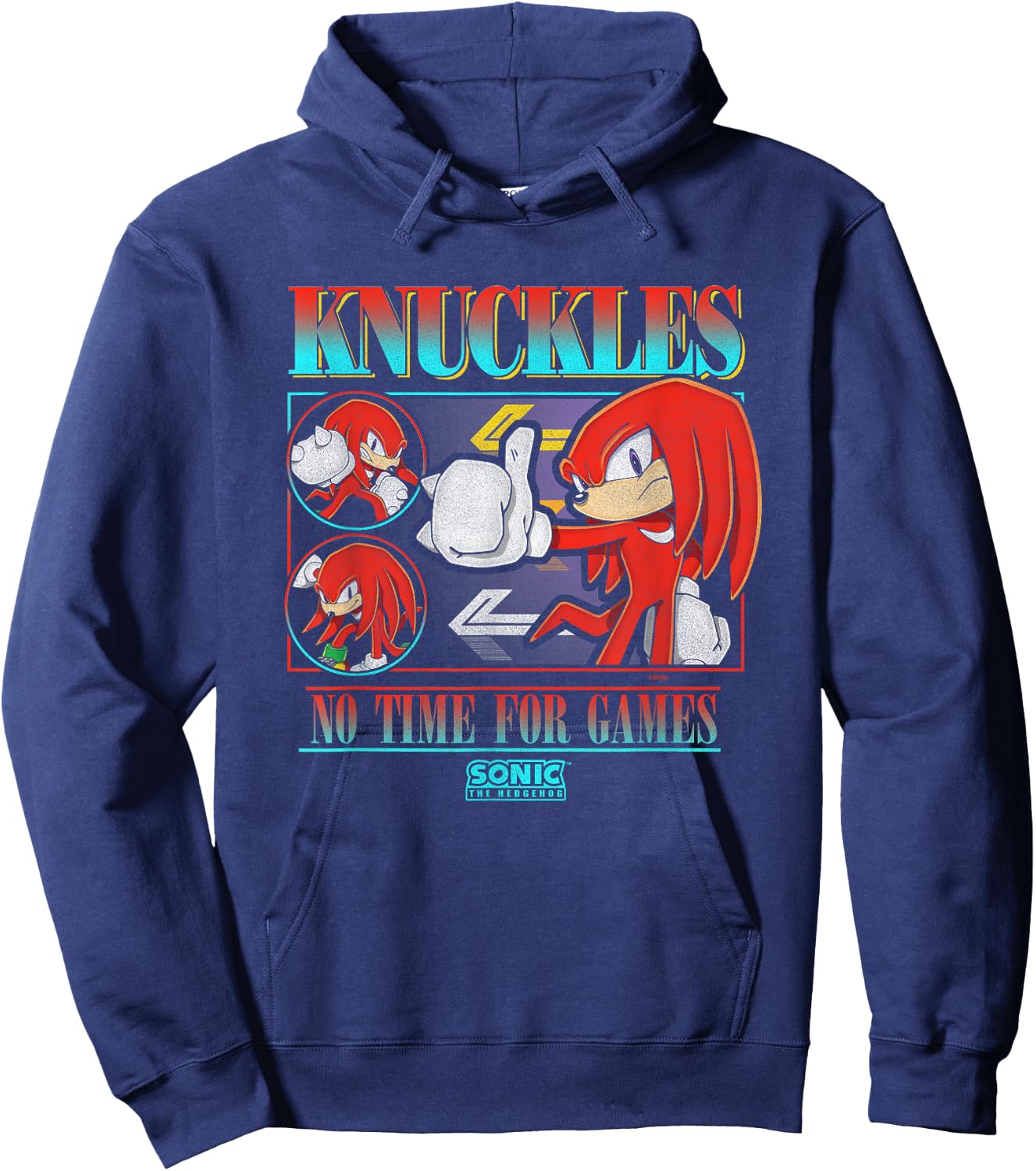 Sonic The Hedgehog Knuckles No Time For Games Vintage Hoodie - Hoodie | Navy