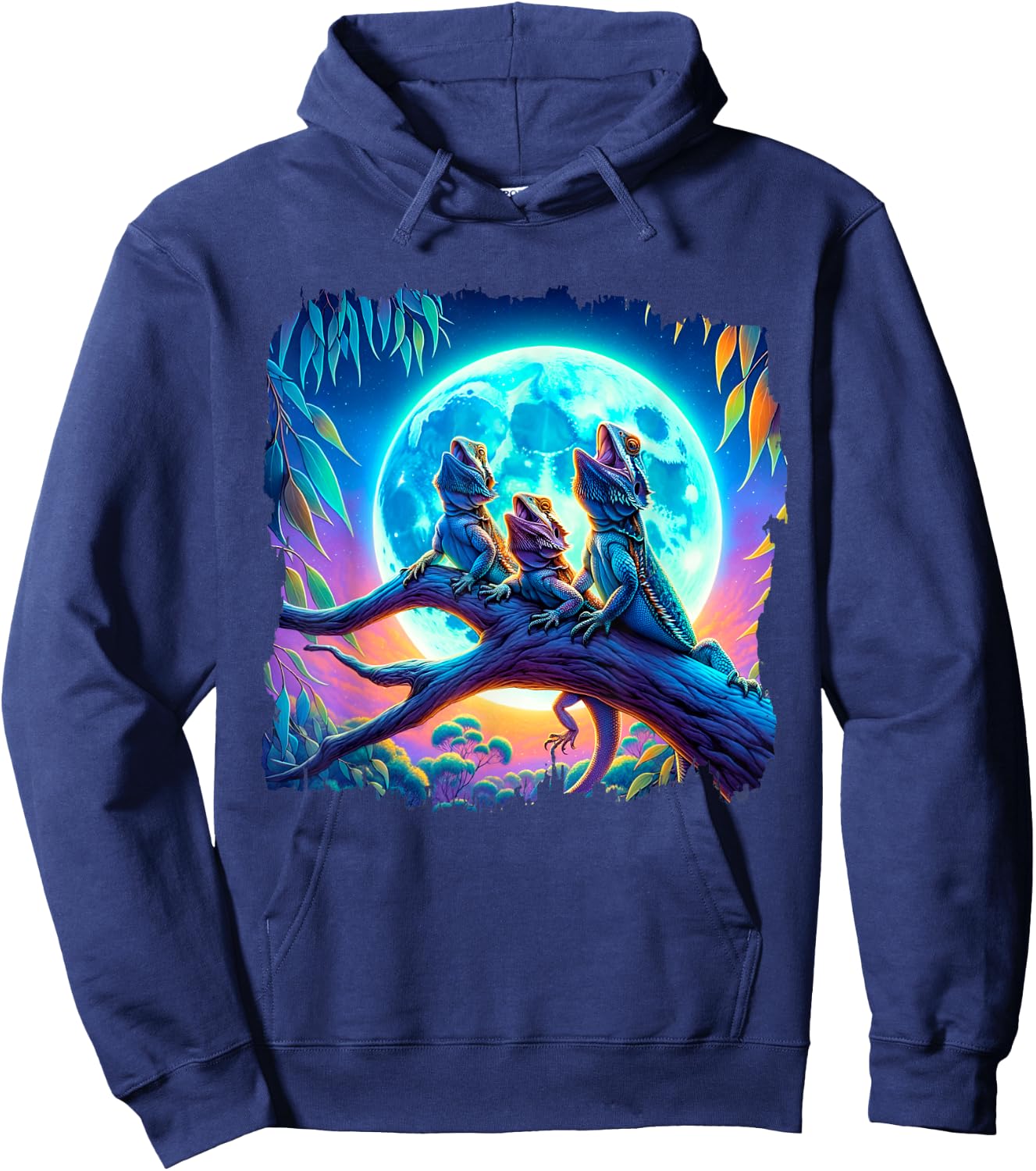 Bearded Dragons Howl At Moon Bearded Dragons Owner Hoodie - Hoodie | Navy