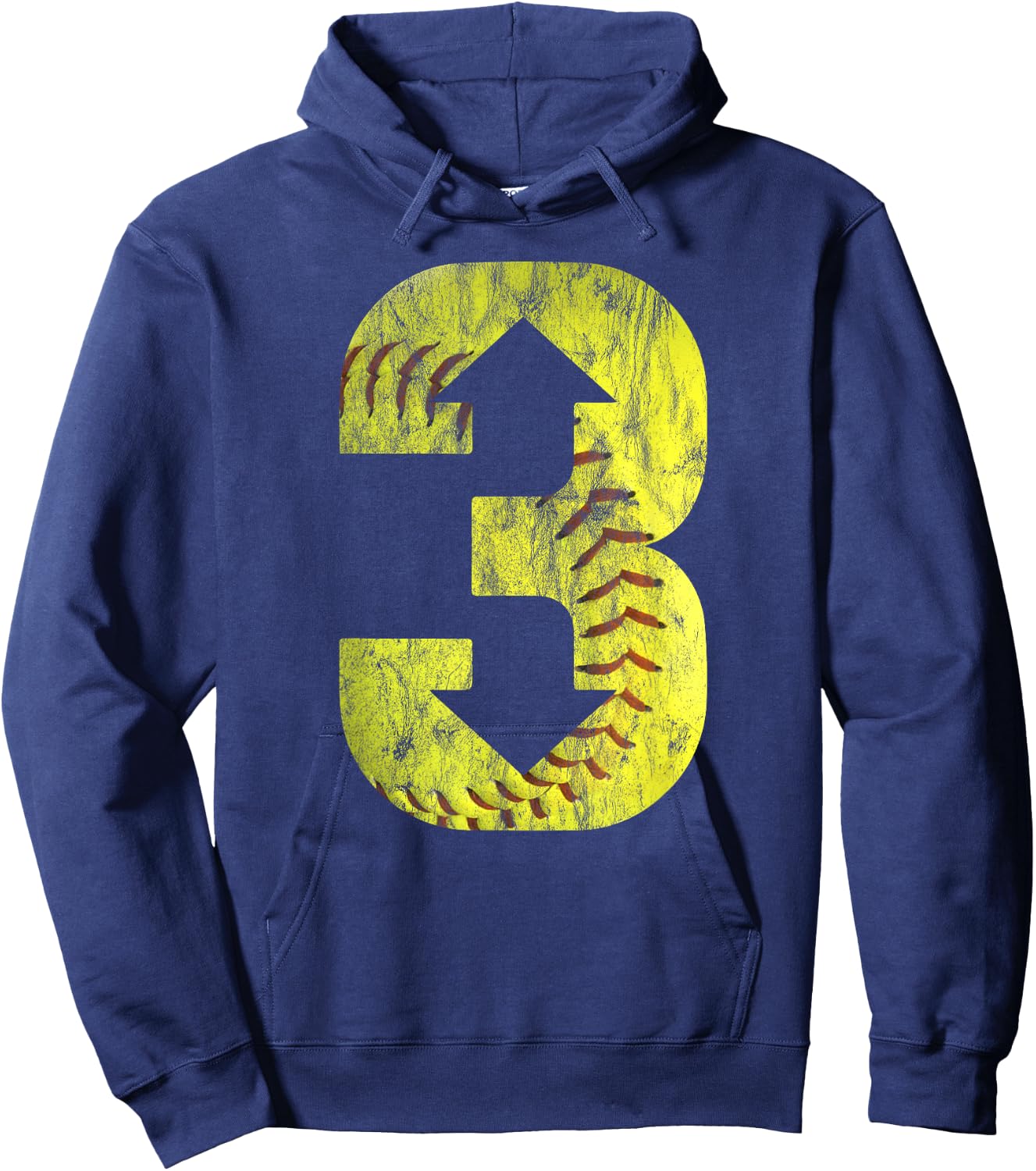 3 Up 3 Down | Three Up Three Down Softball Distressed Hoodie - Hoodie | Navy