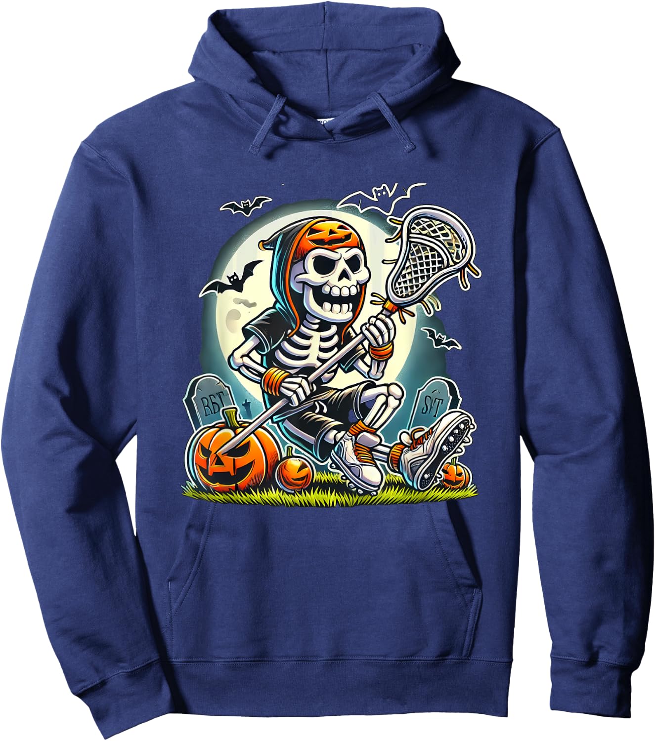 Halloween Skeleton Lacrosse Hoodie - Hoodie | Navy