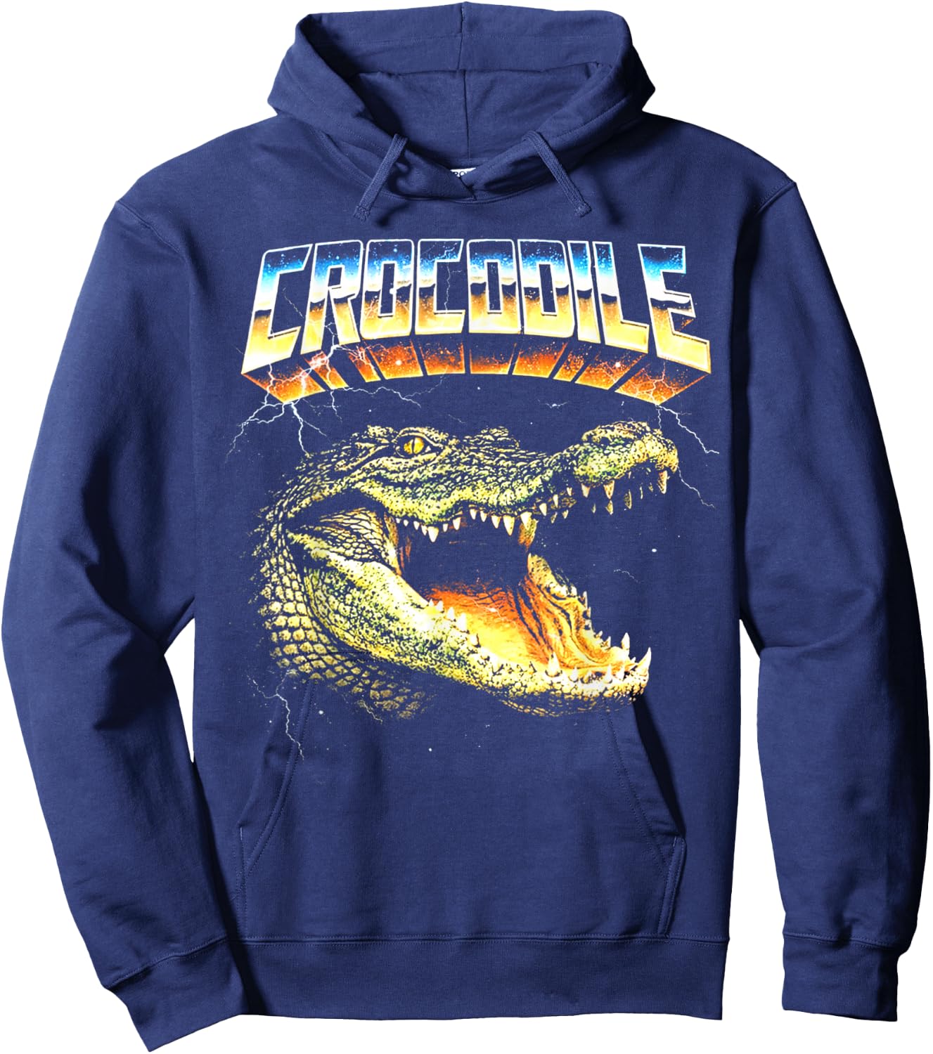 Crocodile Heavy Metal 80s Animal Rock Music Concert Hoodie - Hoodie | Navy
