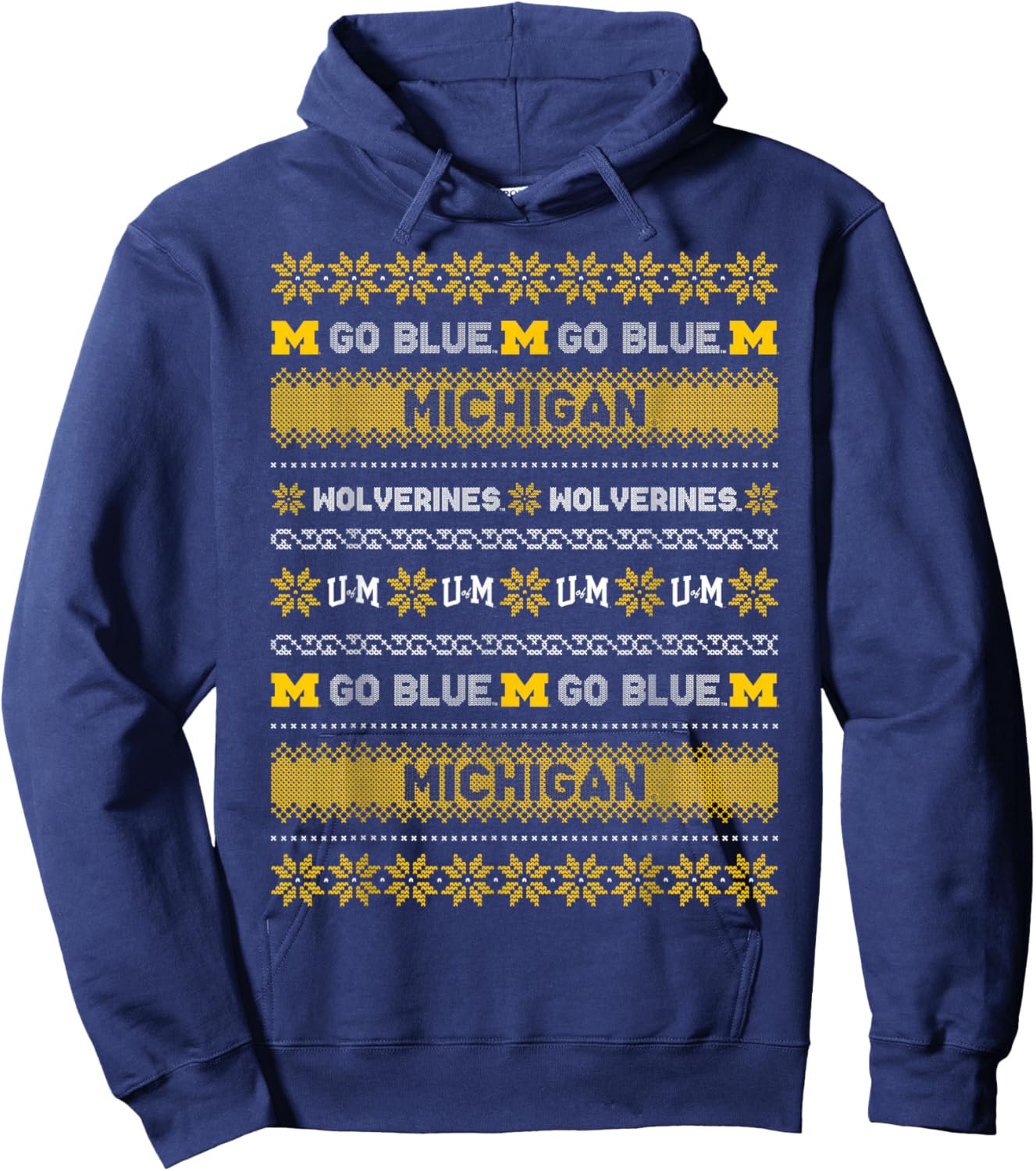 University of Michigan Wolverines U of M Ugly Christmas Hoodie - Hoodie | Navy