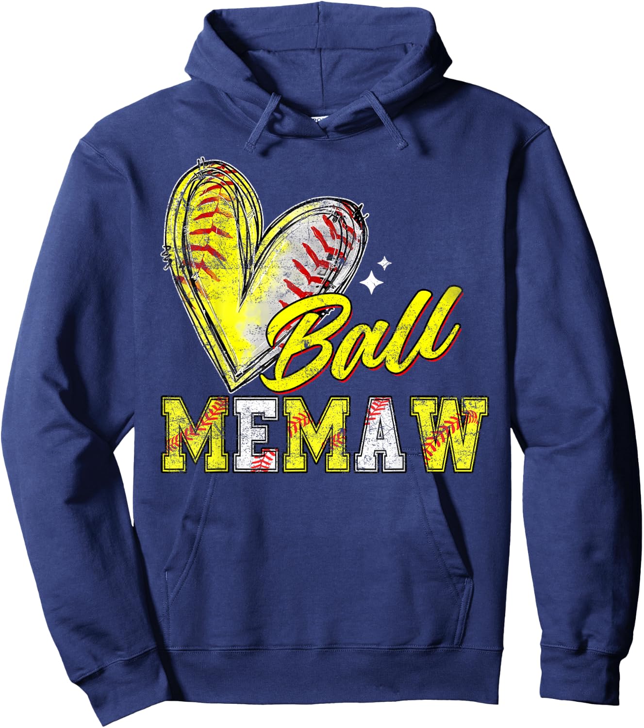 Funny Ball Memaw Softball Baseball Memaw Hoodie - Hoodie | Navy