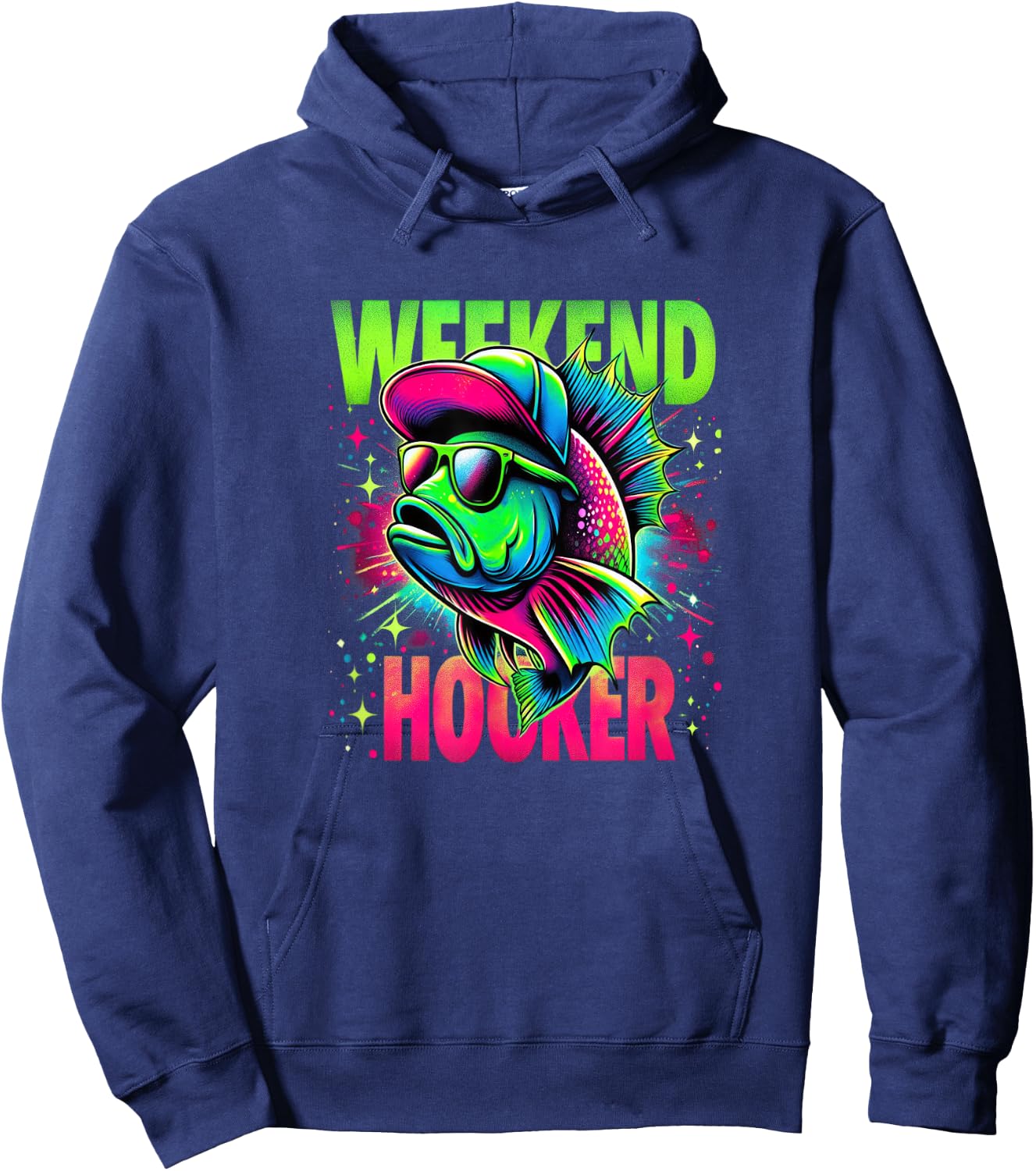 Weekend Hooker on the Weekend Funny Fishing Pun Word Play Hoodie - Hoodie | Navy