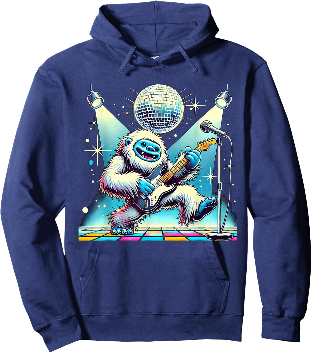Aesthetic Yeti Dancing Disco Hoodie - Hoodie | Navy
