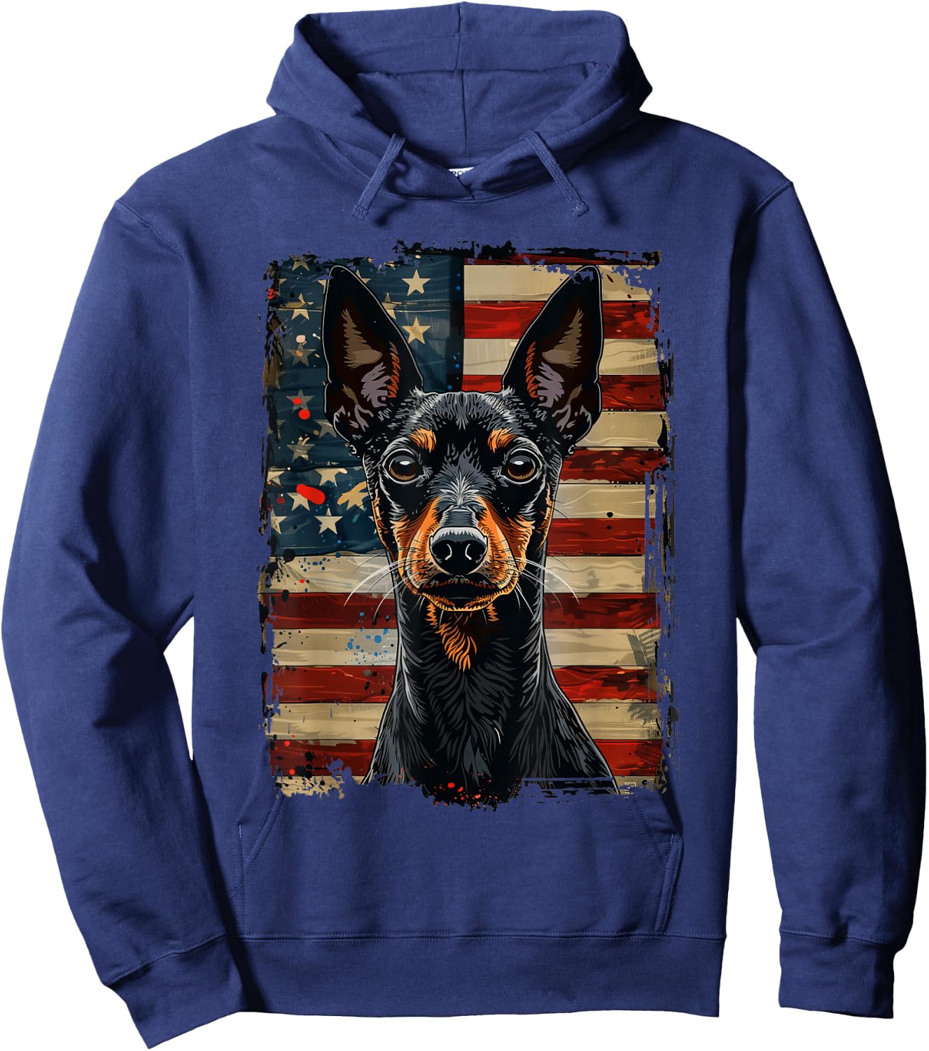 Manchester Terrier American Flag Hoodie - Hoodie | Navy