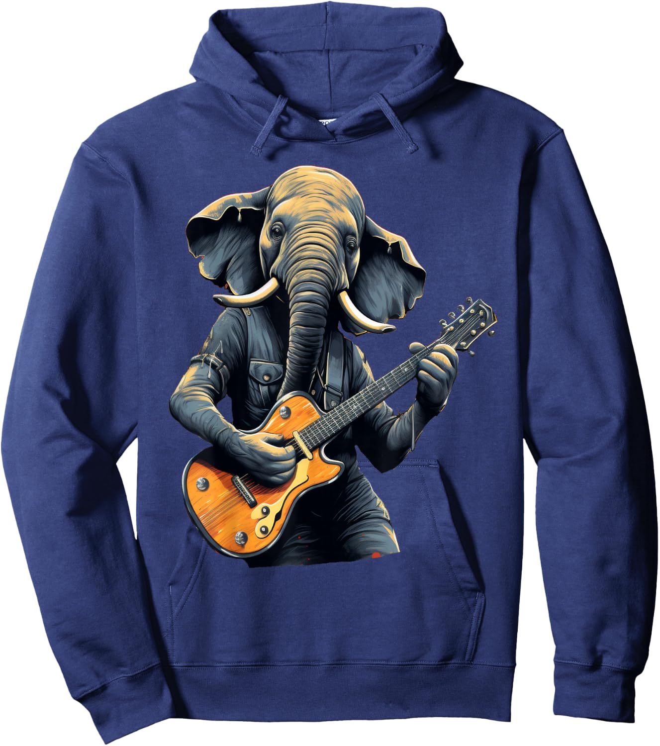 Cute Elephant Playing Guitar Elephants Musician Music Hoodie - Hoodie | Navy
