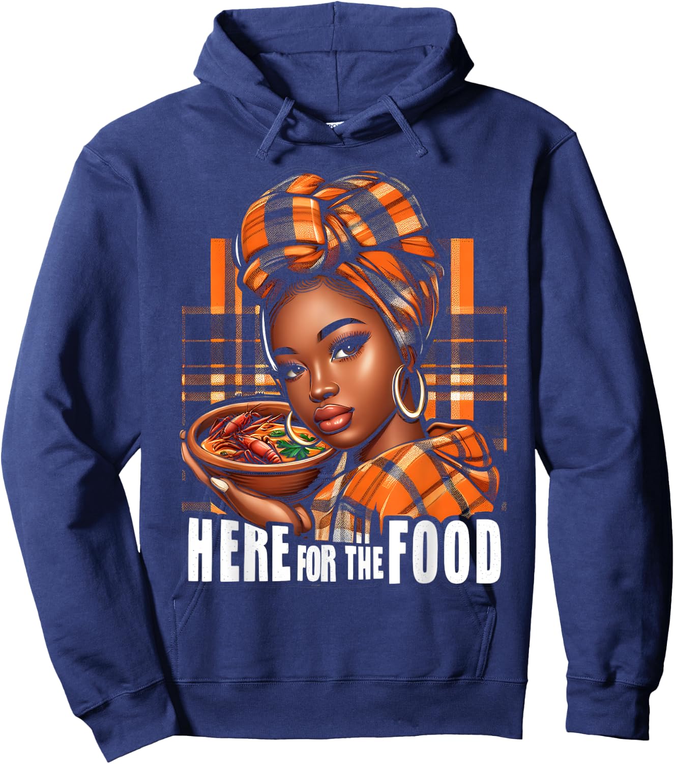 Creole Day, Here For The Food, Jounen Kweyol, Madras Women's Hoodie - Hoodie | Navy