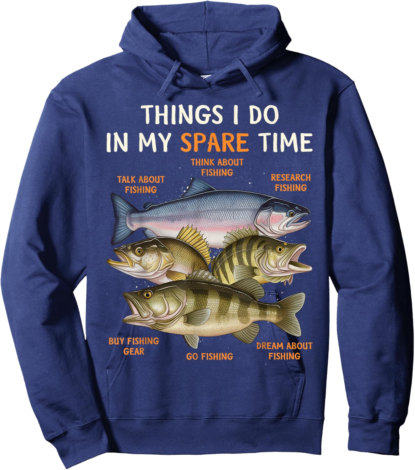 Funny Fishing Apparel , Youth and Boys | Bass Lovers Hoodie - Hoodie | Navy