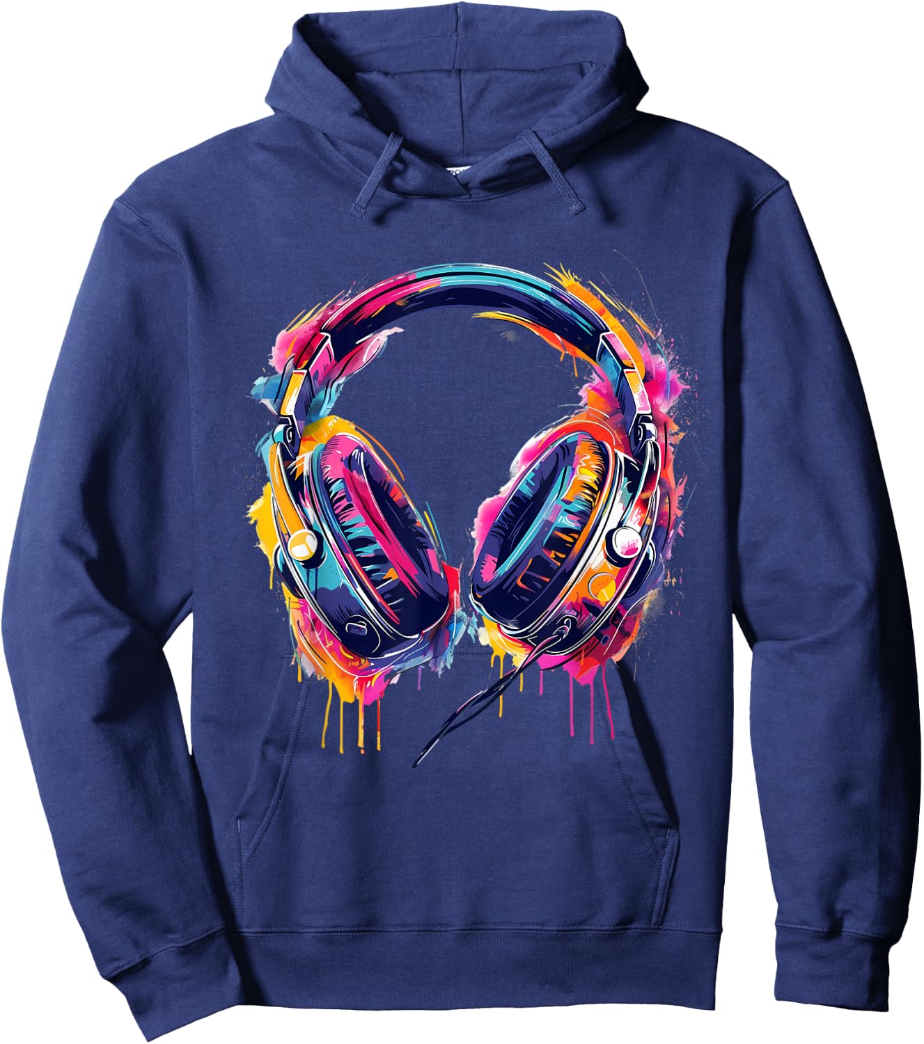 Headphones Music DJ Splash EDM Beatmaker Techno House Music Hoodie - Hoodie | Navy