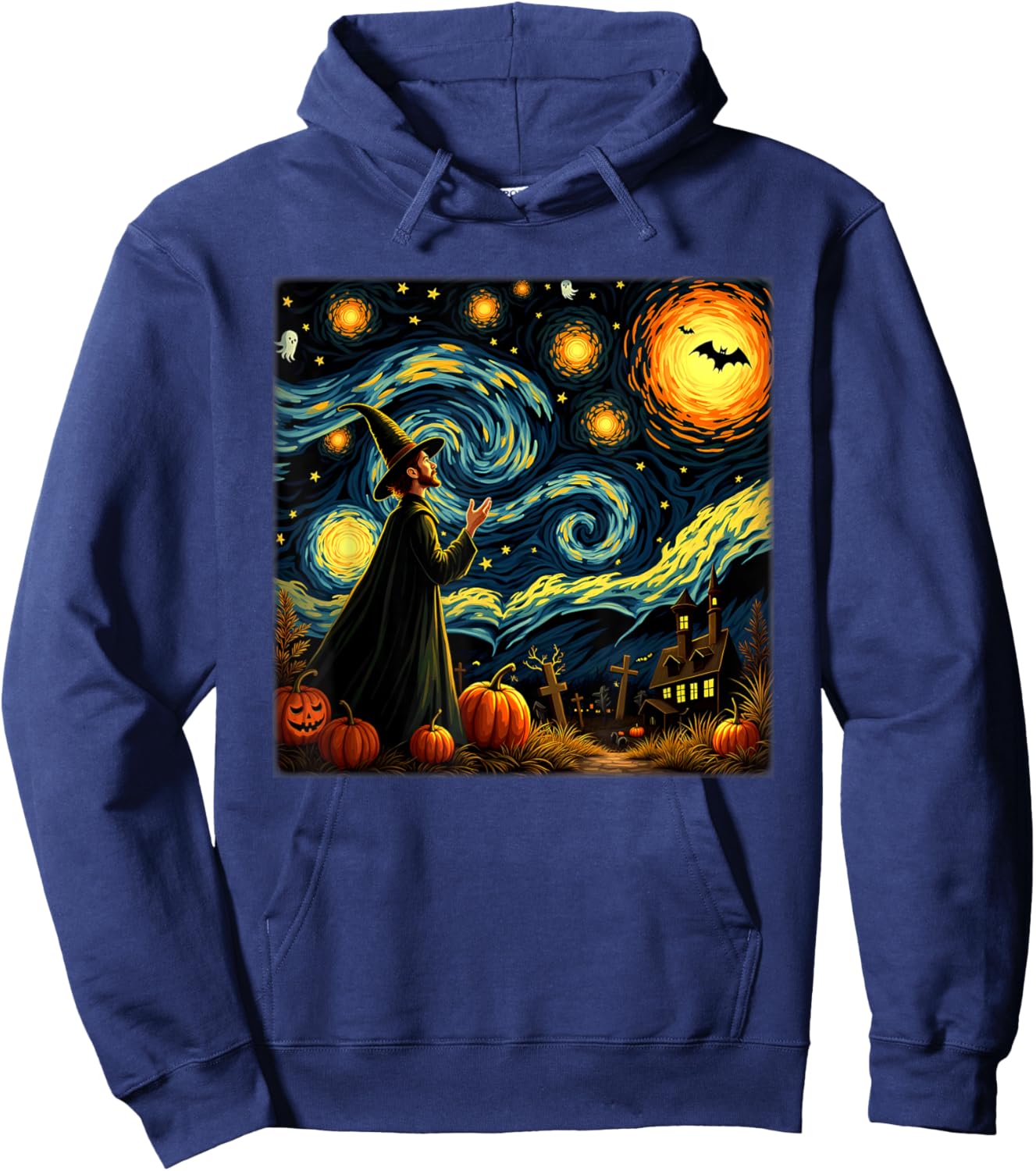 Spooky Halloween Magician Starry Night Hoodie - Hoodie | Navy