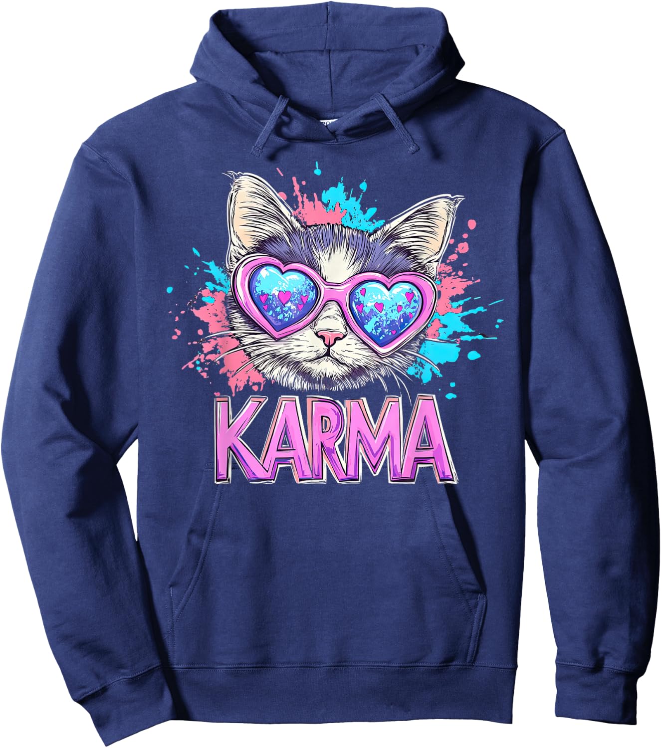 Vintage Cat Karma lovers For Teens Girls Women Men Hoodie - Hoodie | Navy