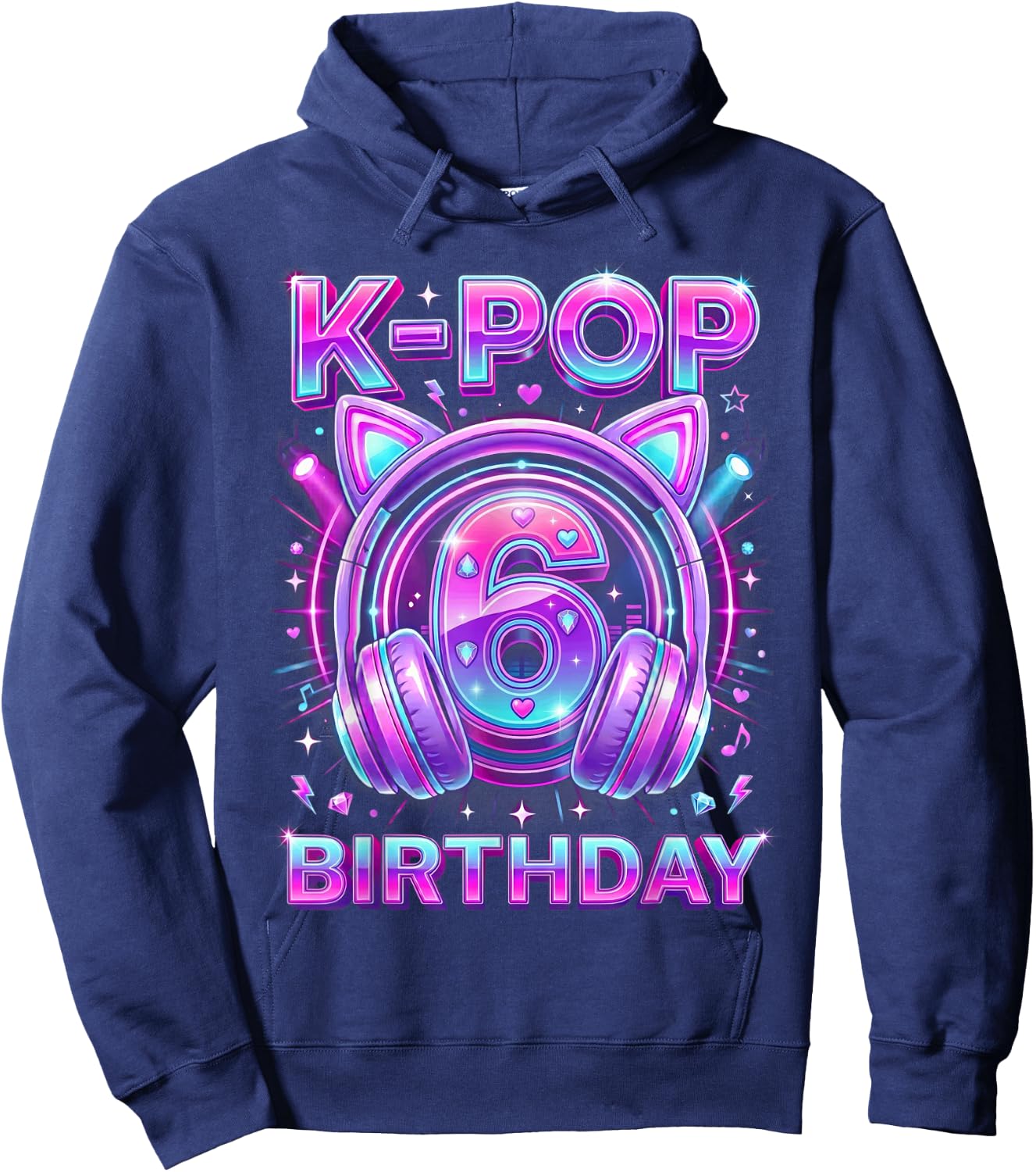 K-Pop 6th Birthday Kpop Girl 6 Year Old Korean Music Hoodie - Hoodie | Navy