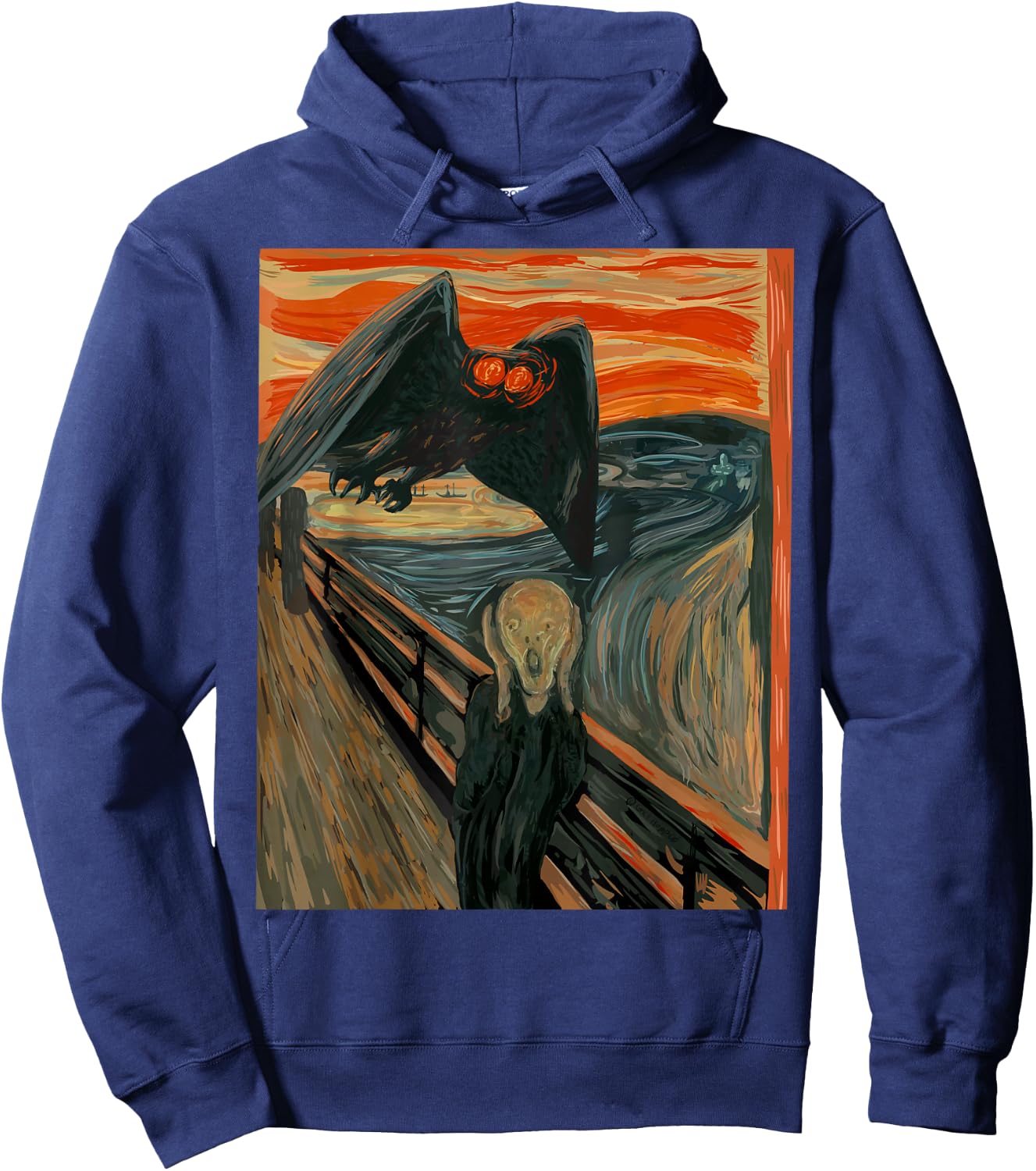 Mothman The Scream Mashup WV Cryptid Art Hoodie - Hoodie | Navy