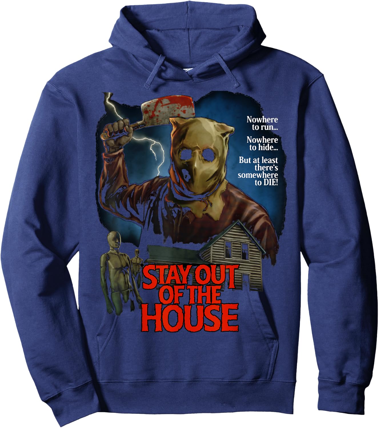 Stay Out Of the House Butcher Survival Horror Game Slasher Hoodie - Hoodie | Navy
