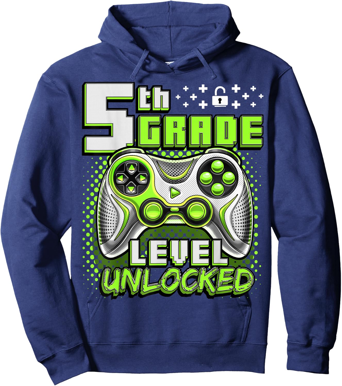 Back to School 5th Grade Boys Gamer First Day School Level Hoodie - Hoodie | Navy