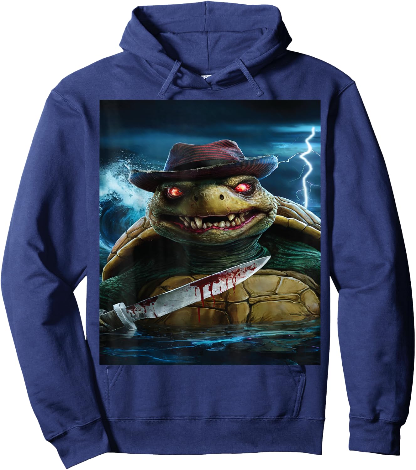 Creepy Scary Halloween Turtle Hoodie - Hoodie | Navy