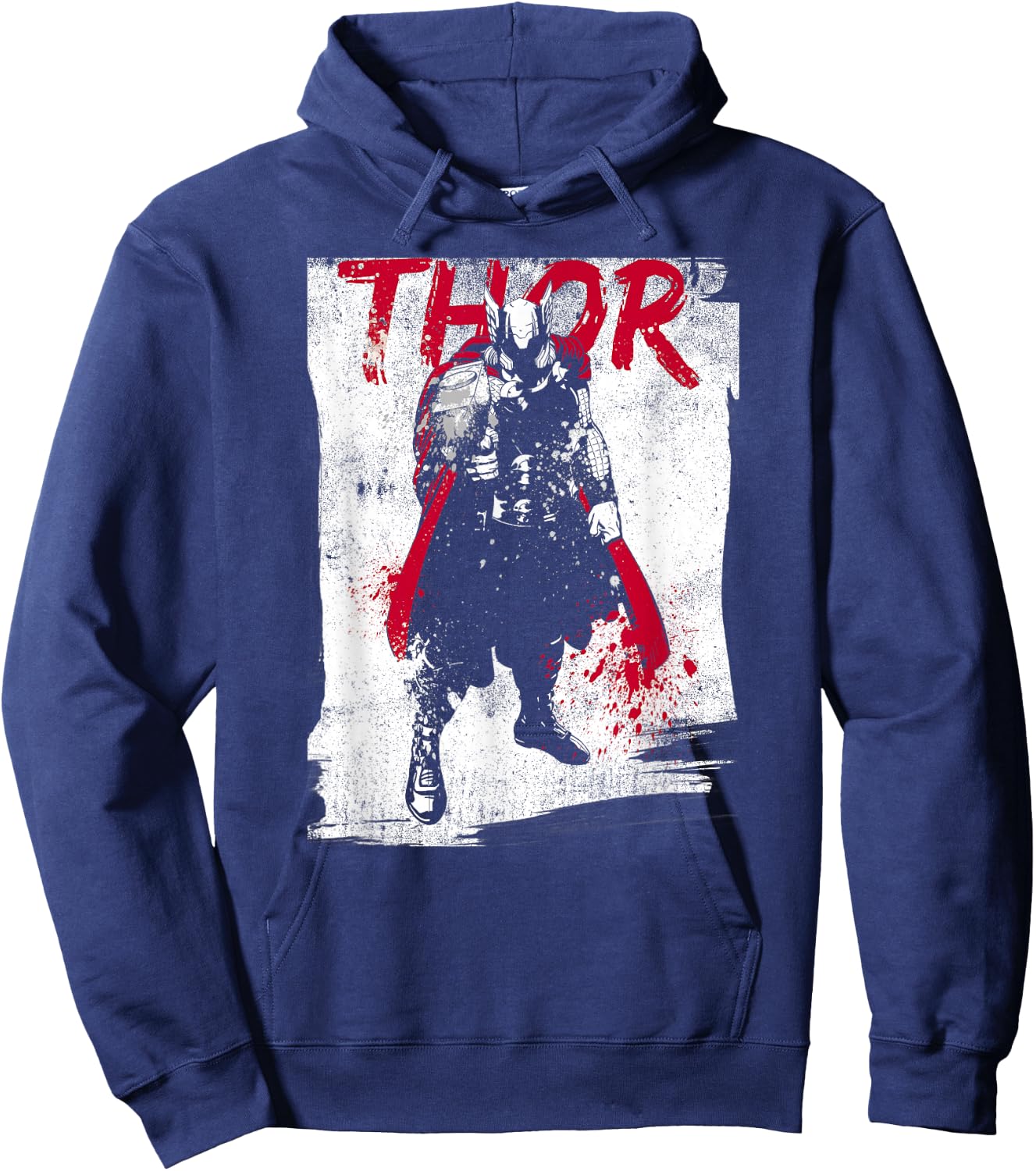 Marvel Avengers Classic Thor Grunge Paint Splatter Poster Hoodie - Hoodie | Navy