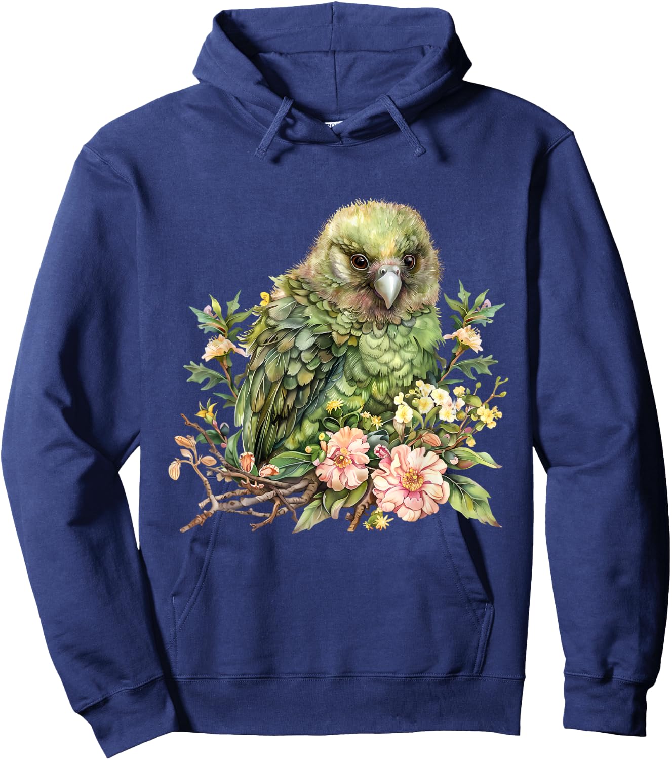 Kakapo Bird Wildlife Floral Drawing Jungle Kakapo Bird Lover Hoodie - Hoodie | Navy