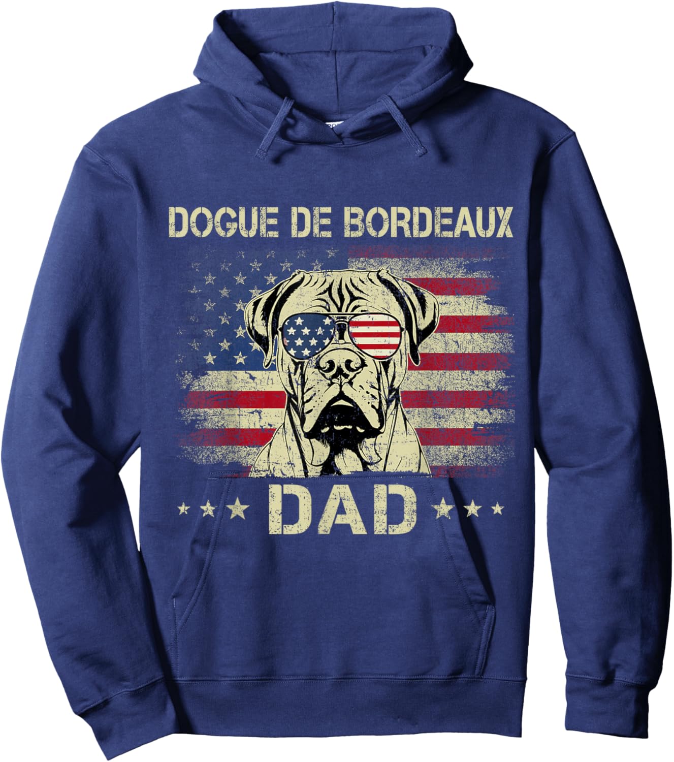 Dogue De Bordeaux Dad Dog Vintage American Flag 4th Of July Men Women Kids Hoodie - Hoodie | Navy