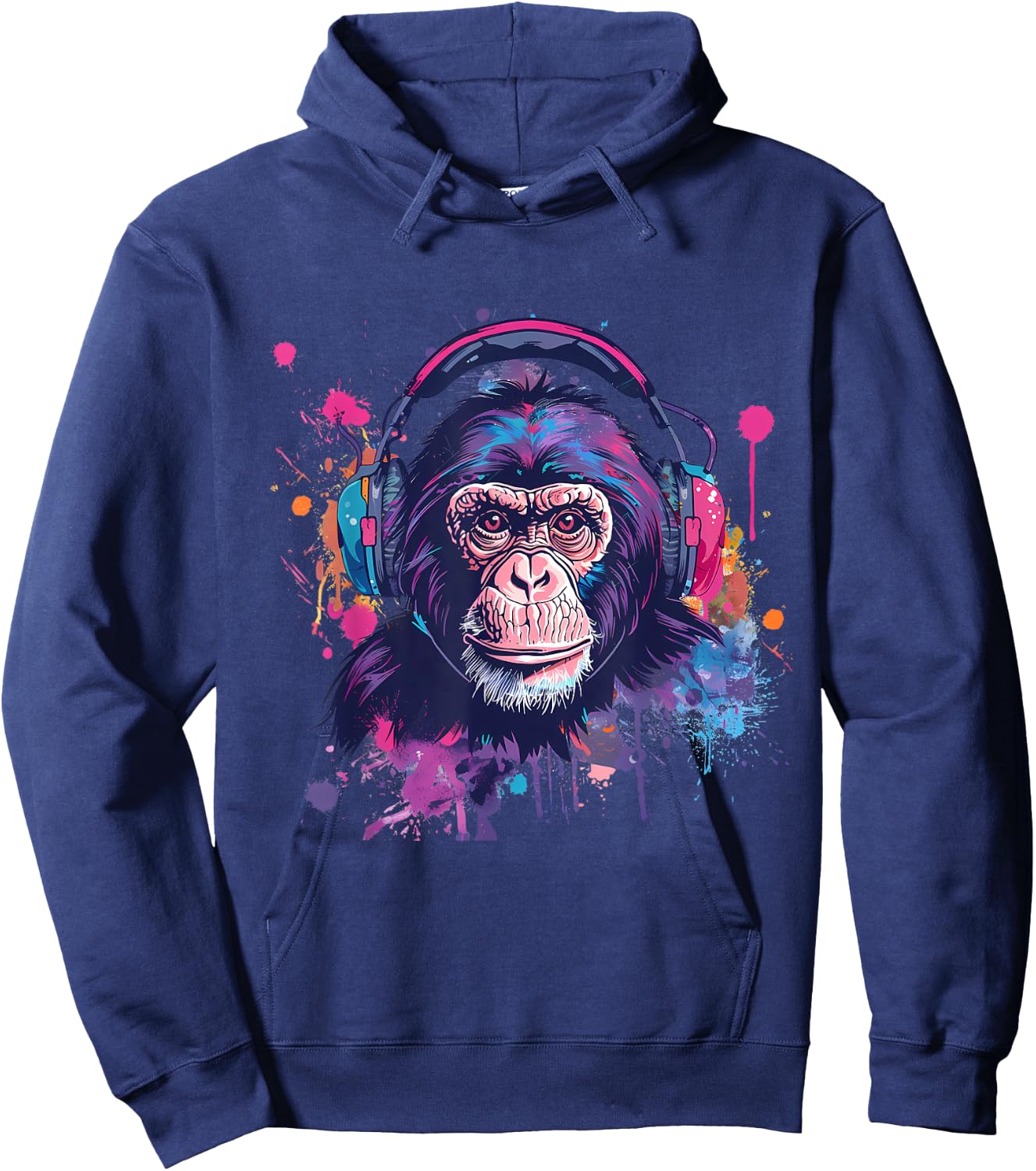 DJ Monkey Splash House Music Beatmaker Music Headphones Hoodie - Hoodie | Navy