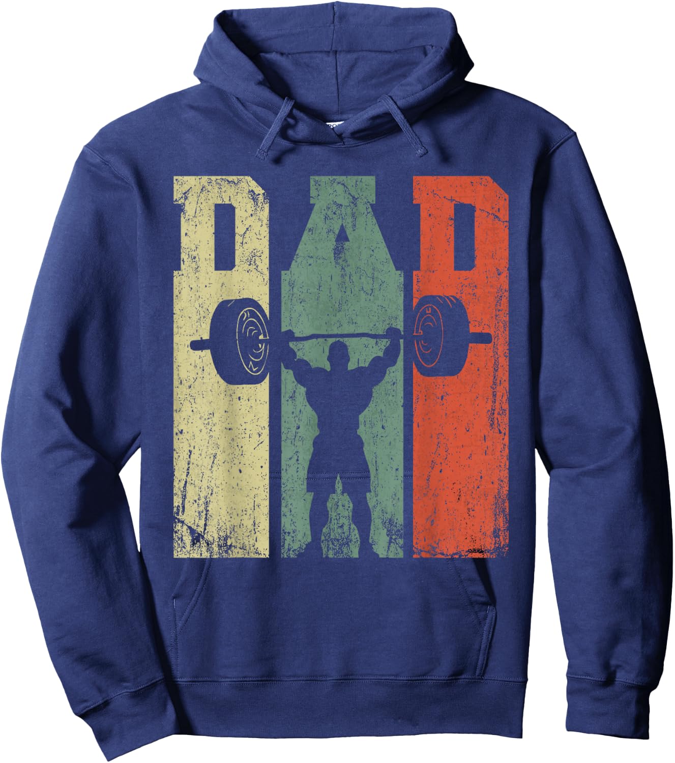 Vintage Weightlifting Dad Daddy Silhouette Gym Father's Day Hoodie - Hoodie | Navy