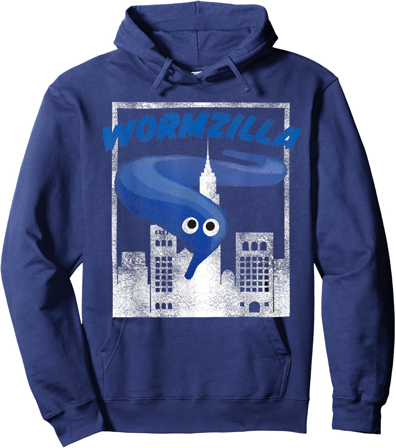 Worm On A String Meme Blue Wormzilla Retro Japanese Style Hoodie - Hoodie | Navy