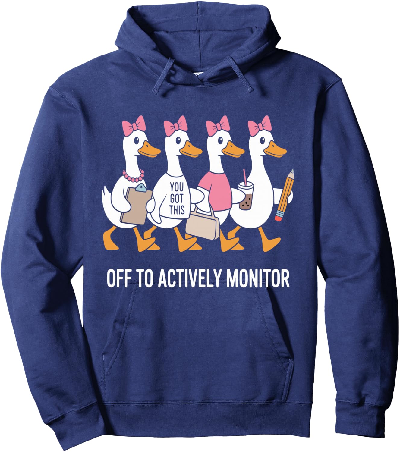 Off to Actively Monitor Teacher Testing Day Goose Hoodie - Hoodie | Navy
