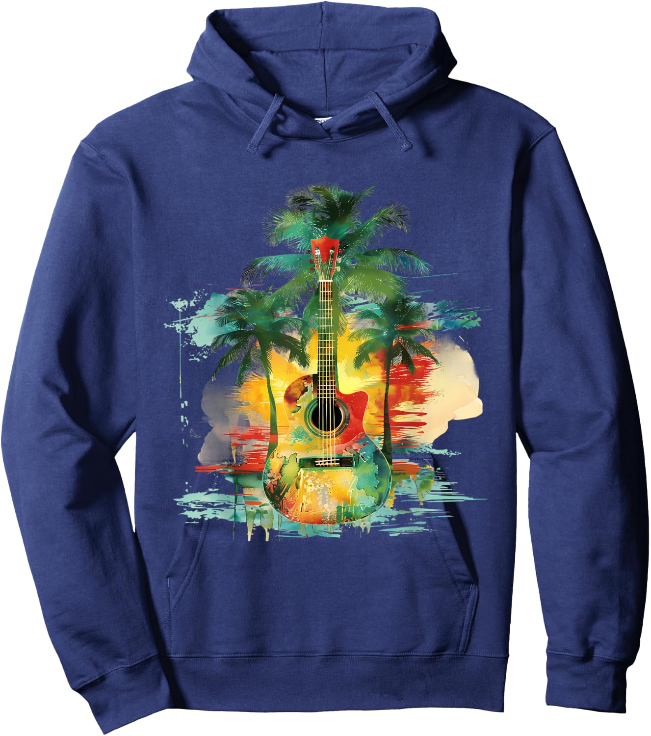 Rasta Reggae Guitar Rastafarian Roots Jamaican Pride Hoodie - Hoodie | Navy