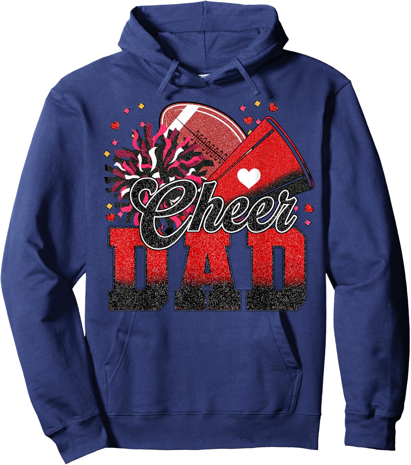 Red Black Football Cheer Dad Women Men Vintage Cheerleader Hoodie - Hoodie | Navy