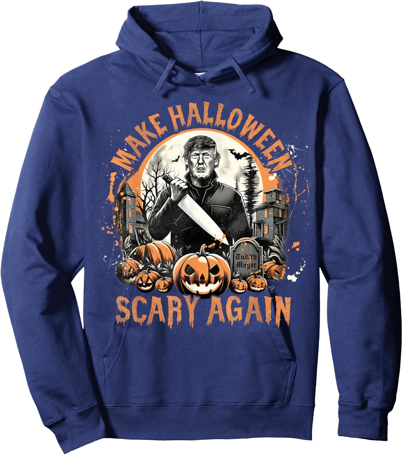 Make Halloween Scary Again Funny Trump Jack O Lantern Spooky Hoodie - Hoodie | Navy