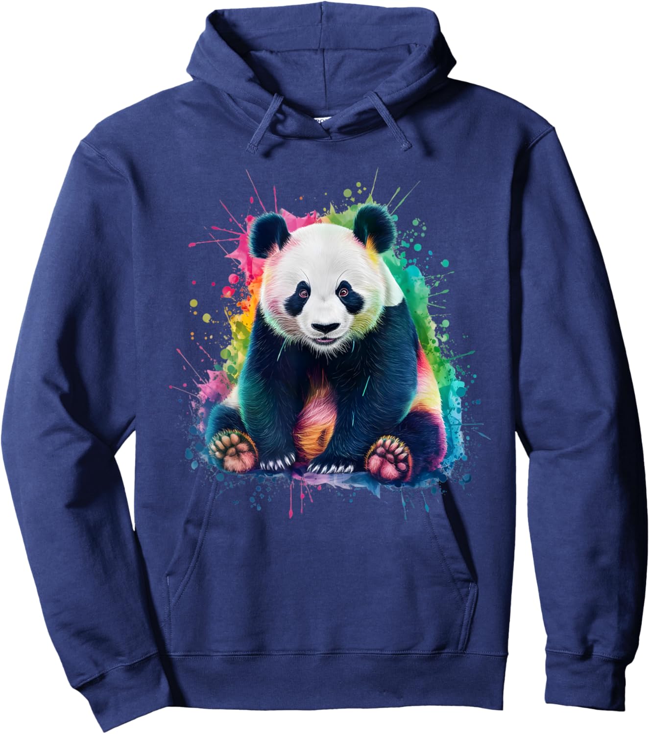 Panda Men's Women's Colourful Watercolour Panda Hoodie - Hoodie | Navy