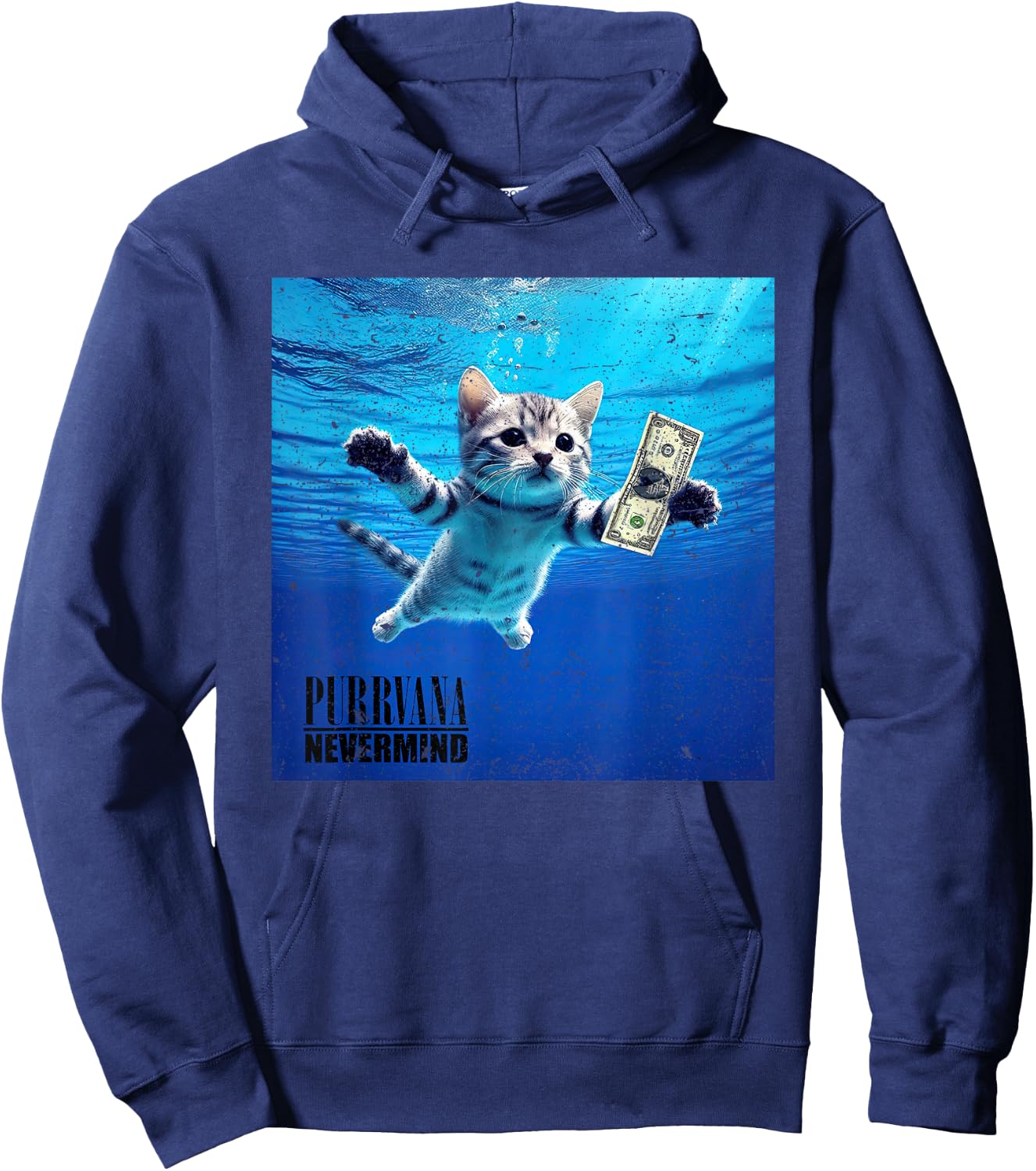 Purrvana Nevermind Cat Water Money Funny Cute Feline Men Women Hoodie - Hoodie | Navy
