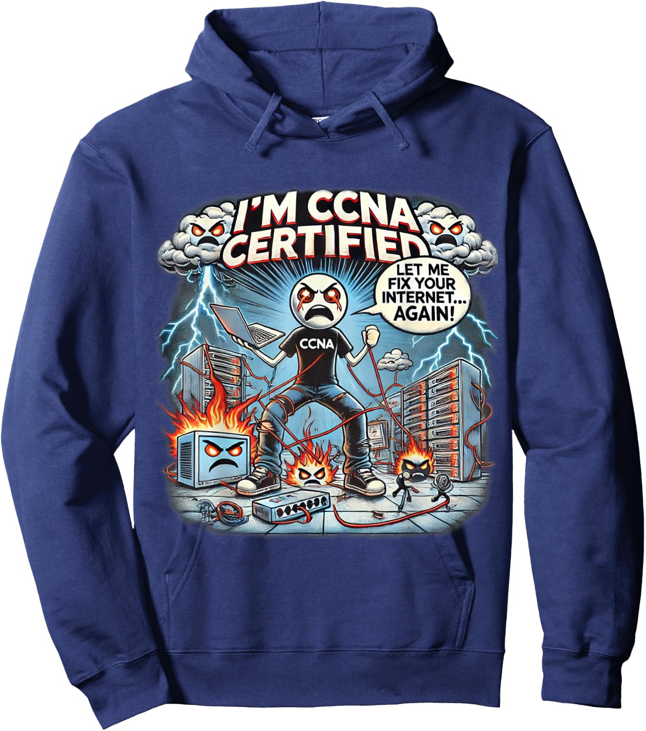 CCNA Certification , Black, Small Hoodie - Hoodie | Navy