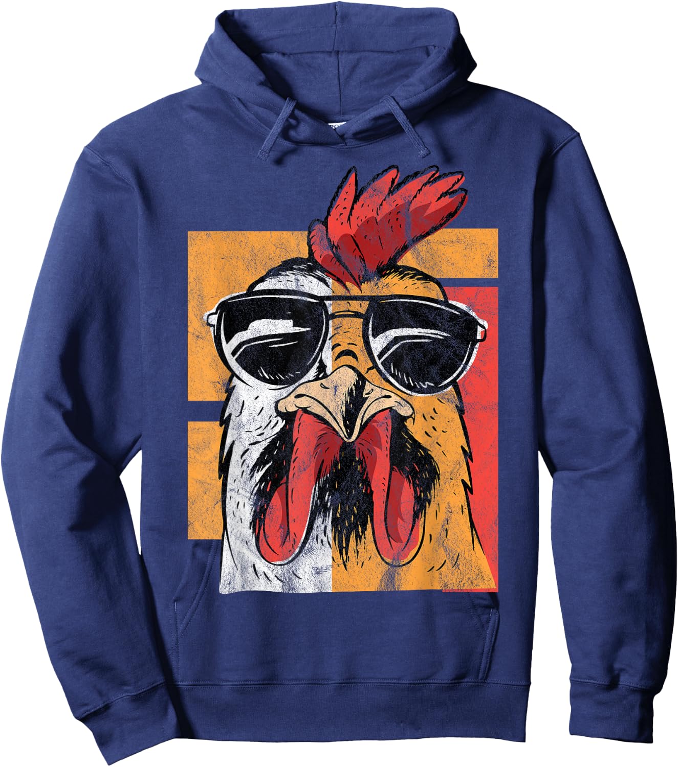 Cool Rooster Wearing Sunglasses Retro Vintage Chicken Hoodie - Hoodie | Navy