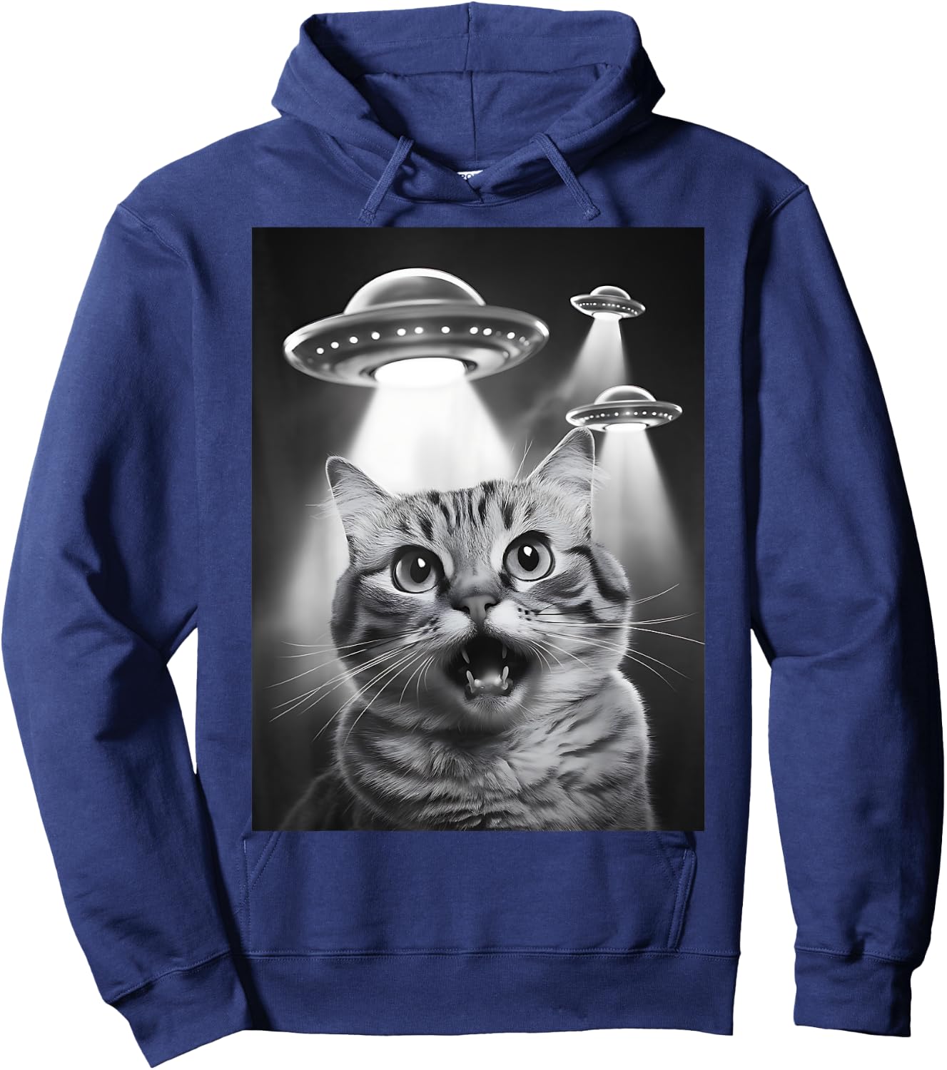 Alien UFO Funny Cat Selfie Hoodie - Hoodie | Navy