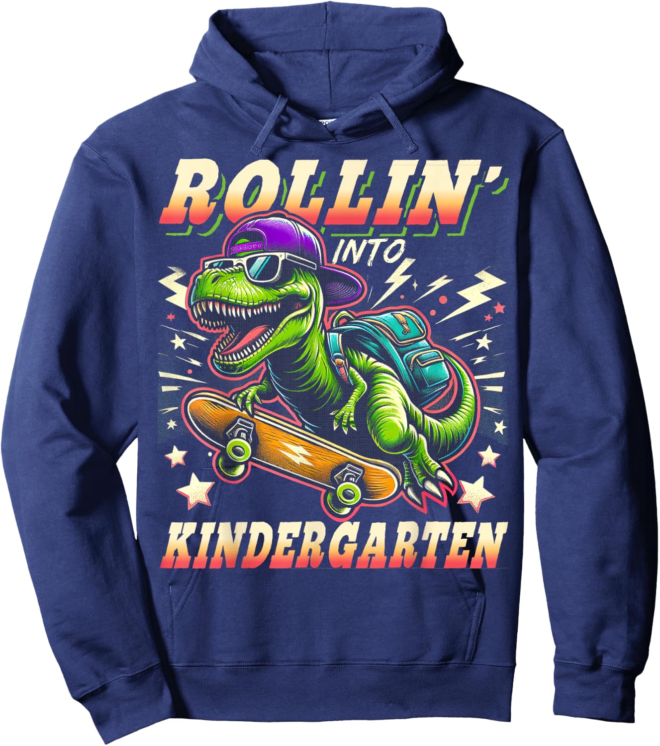 Back to School Kindergarten Dinosaur First Day of School Boy Hoodie - Hoodie | Navy