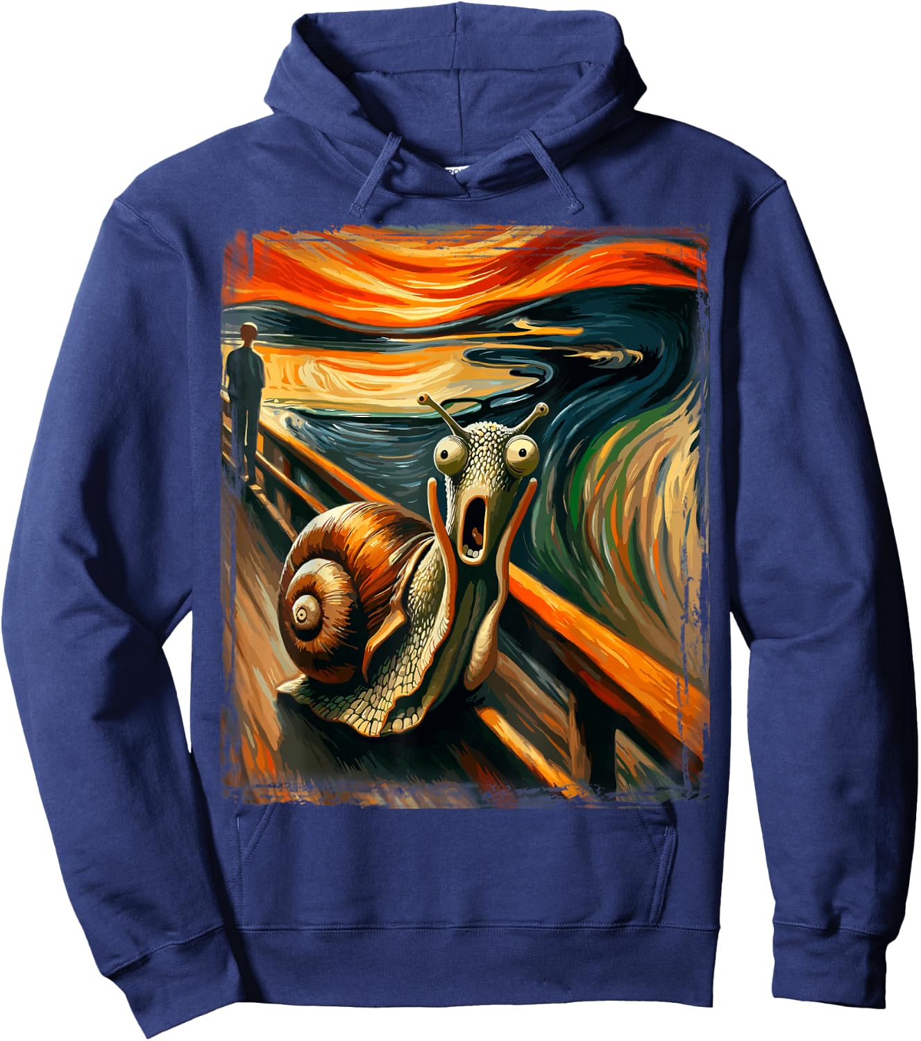 Artistic Scream Parody Funny Animal Painting Art Humor Snail Hoodie - Hoodie | Navy
