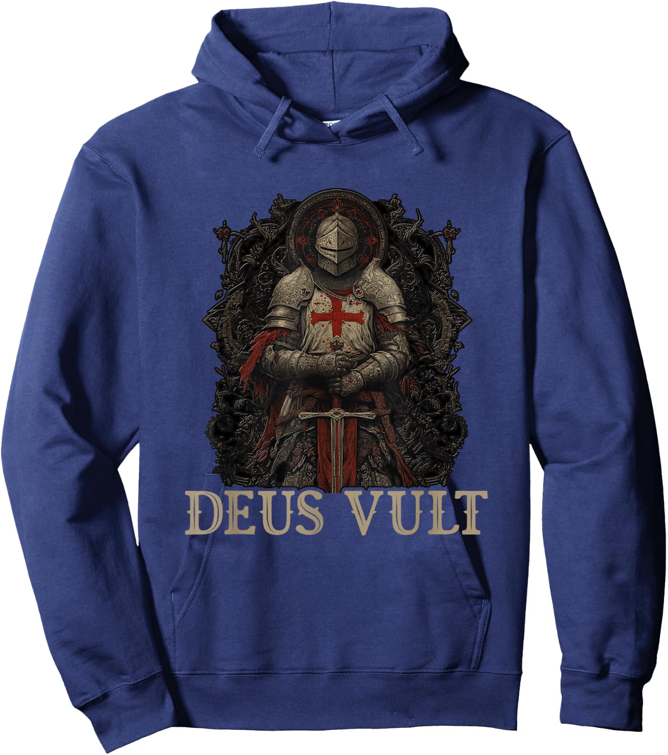 Temple Teutonic Templar Knight - Deus Vult Hoodie - Hoodie | Navy