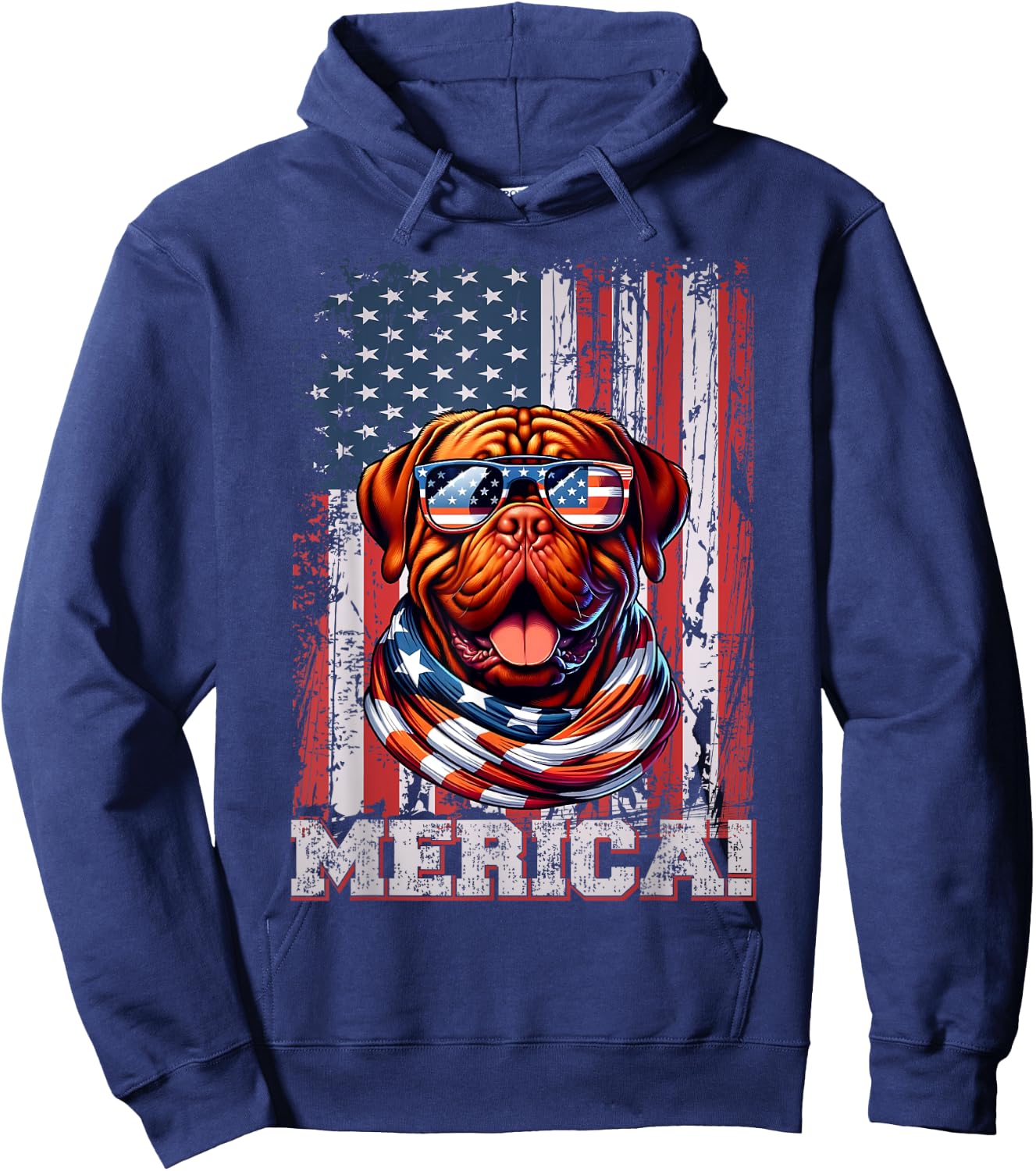 Dogue de Bordeaux Dog Lover US Flag 4th Of July Patriotic Hoodie - Hoodie | Navy