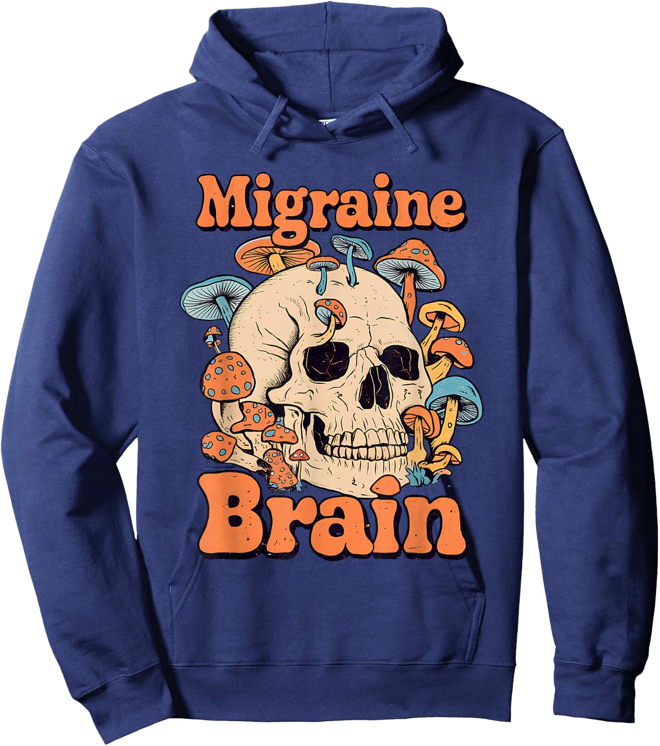 Chronic Migraine Awareness Month Brain Skull Purple Ribbon Hoodie - Hoodie | Navy