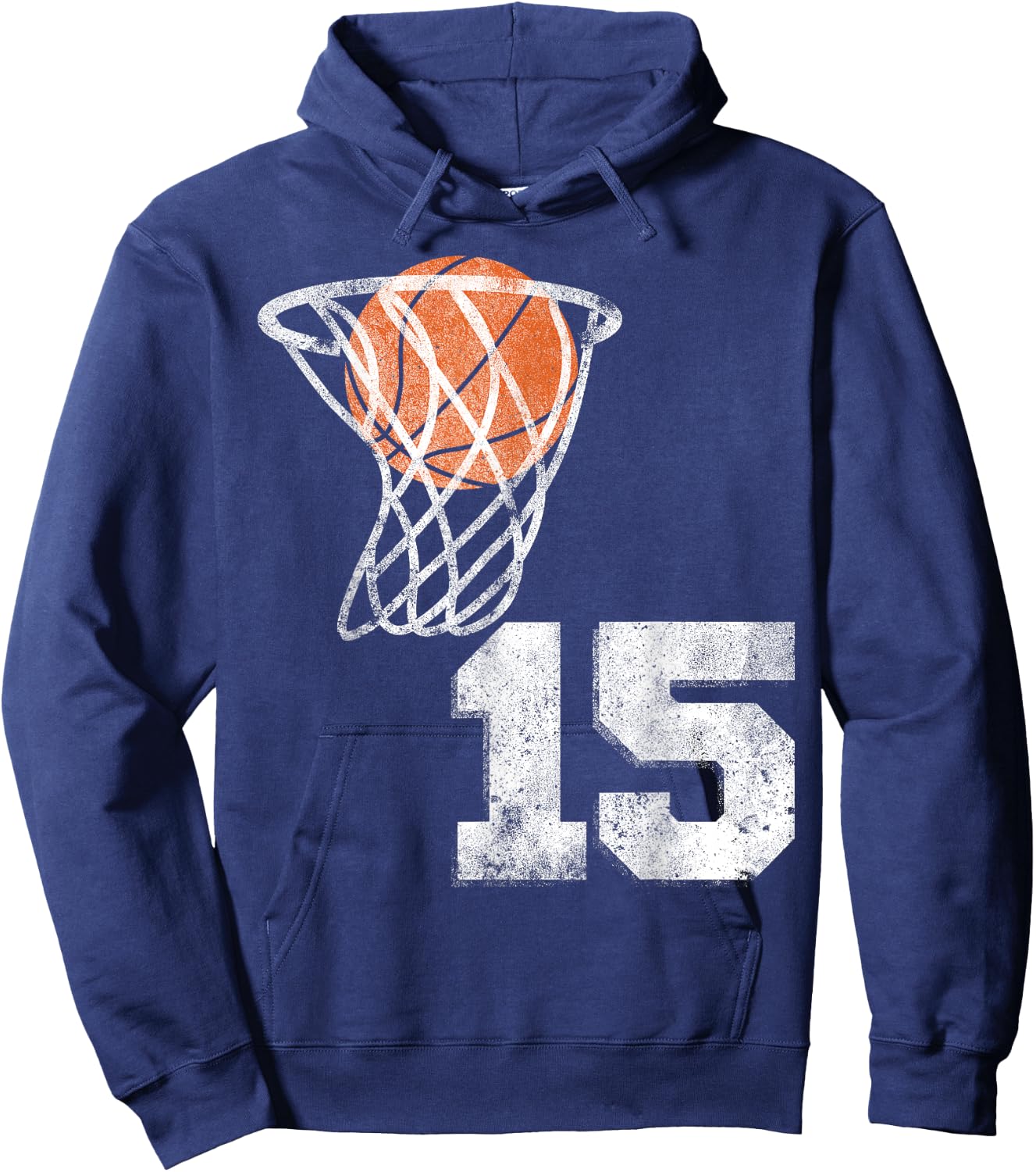 Vintage Basketball Jersey Number 15 Player Number Hoodie - Hoodie | Navy