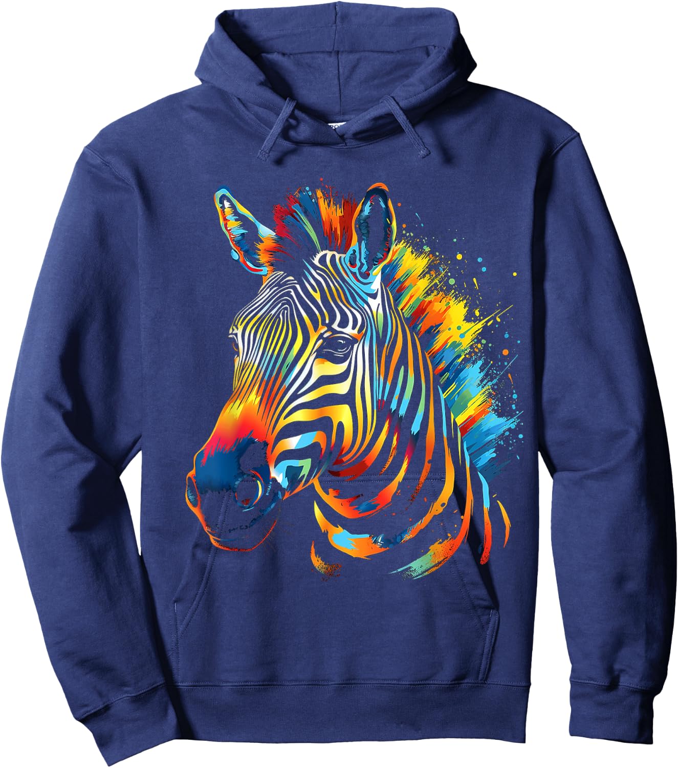 Zebra Colorful Animal Motif Art Zebra Hoodie - Hoodie | Navy