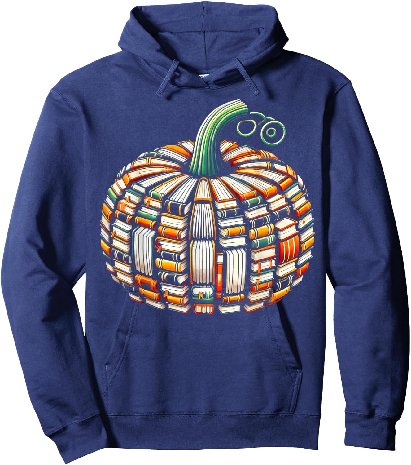 Vintage Book Pumpkin Autumn Fall Librarians Bookworm Teacher Hoodie - Hoodie | Navy