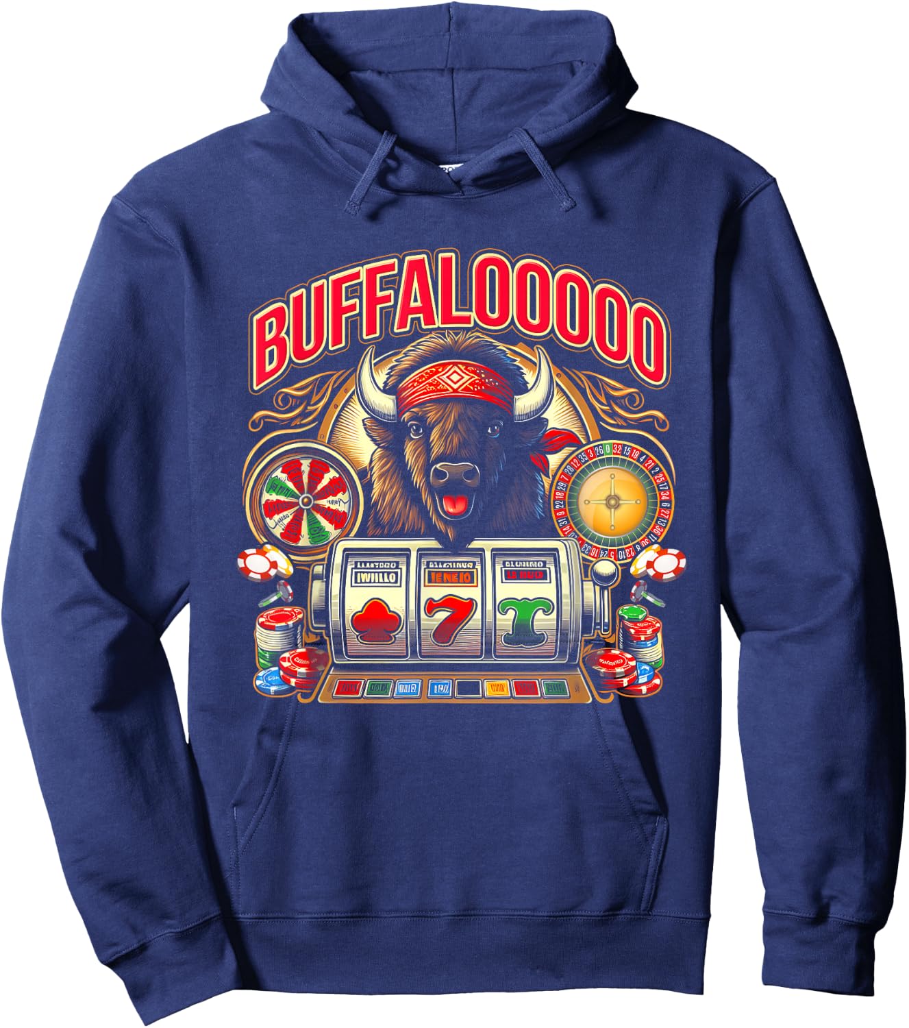 Lucky Buffalo Casino Buffalooooo Slot Machine Gambling Game Hoodie - Hoodie | Navy